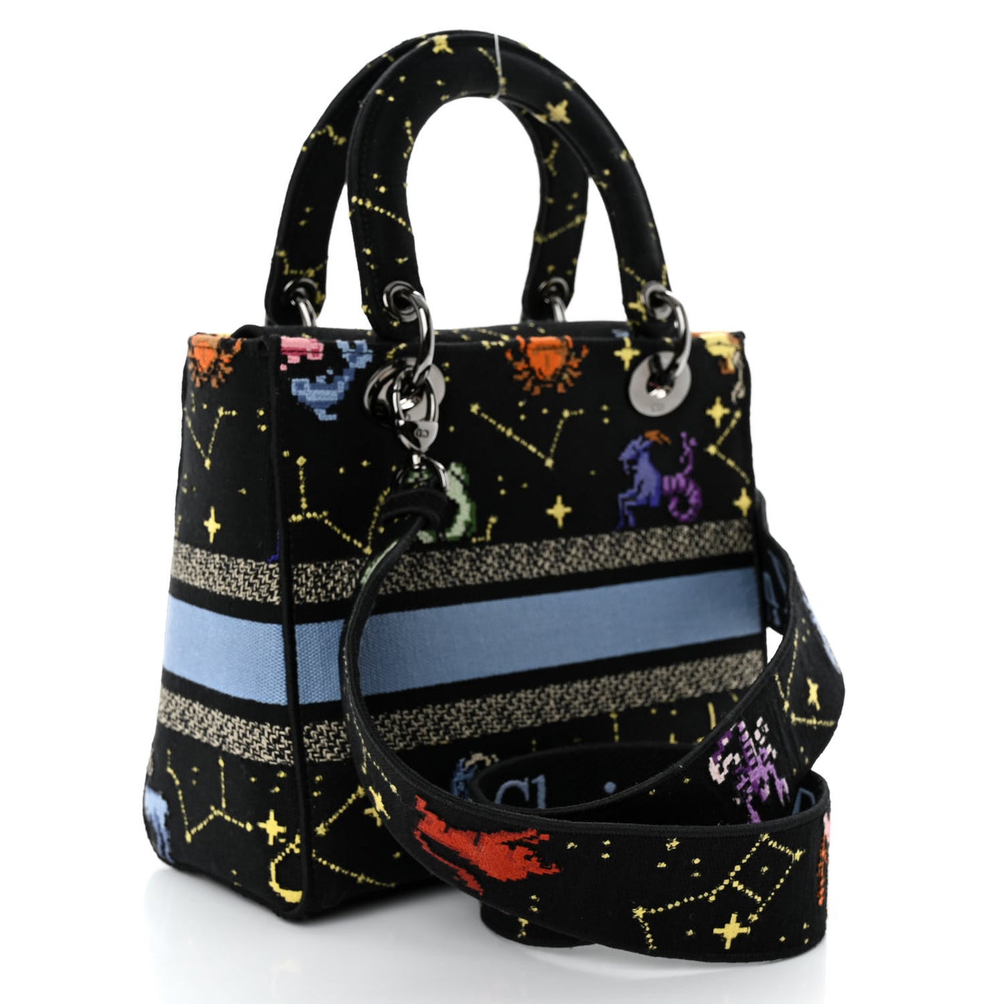 Canvas Pixel Zodiac Embroidered Medium Lady D-Lite Nero Multicolor