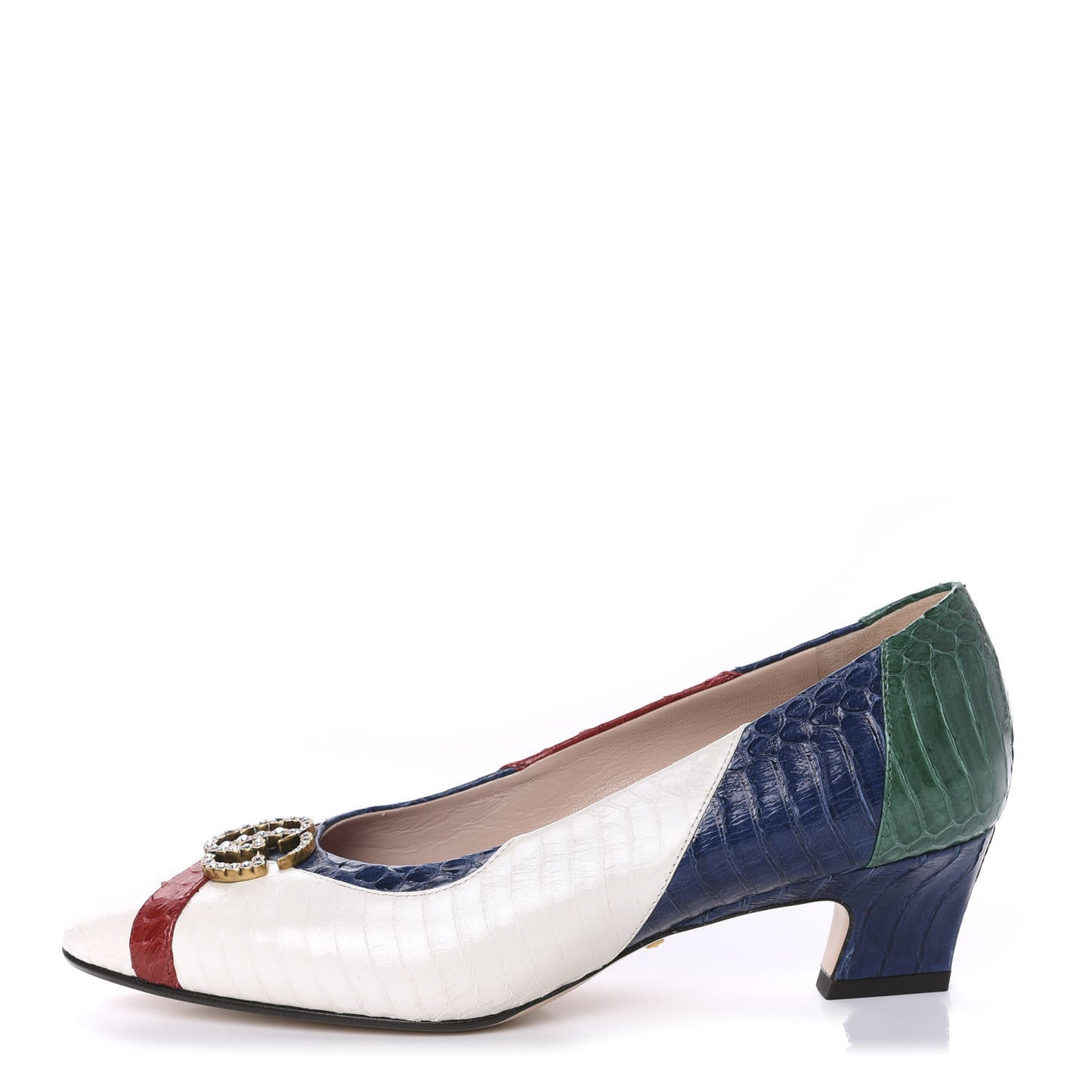 Snakeskin Crystal Double G Pumps 38 Multicolor