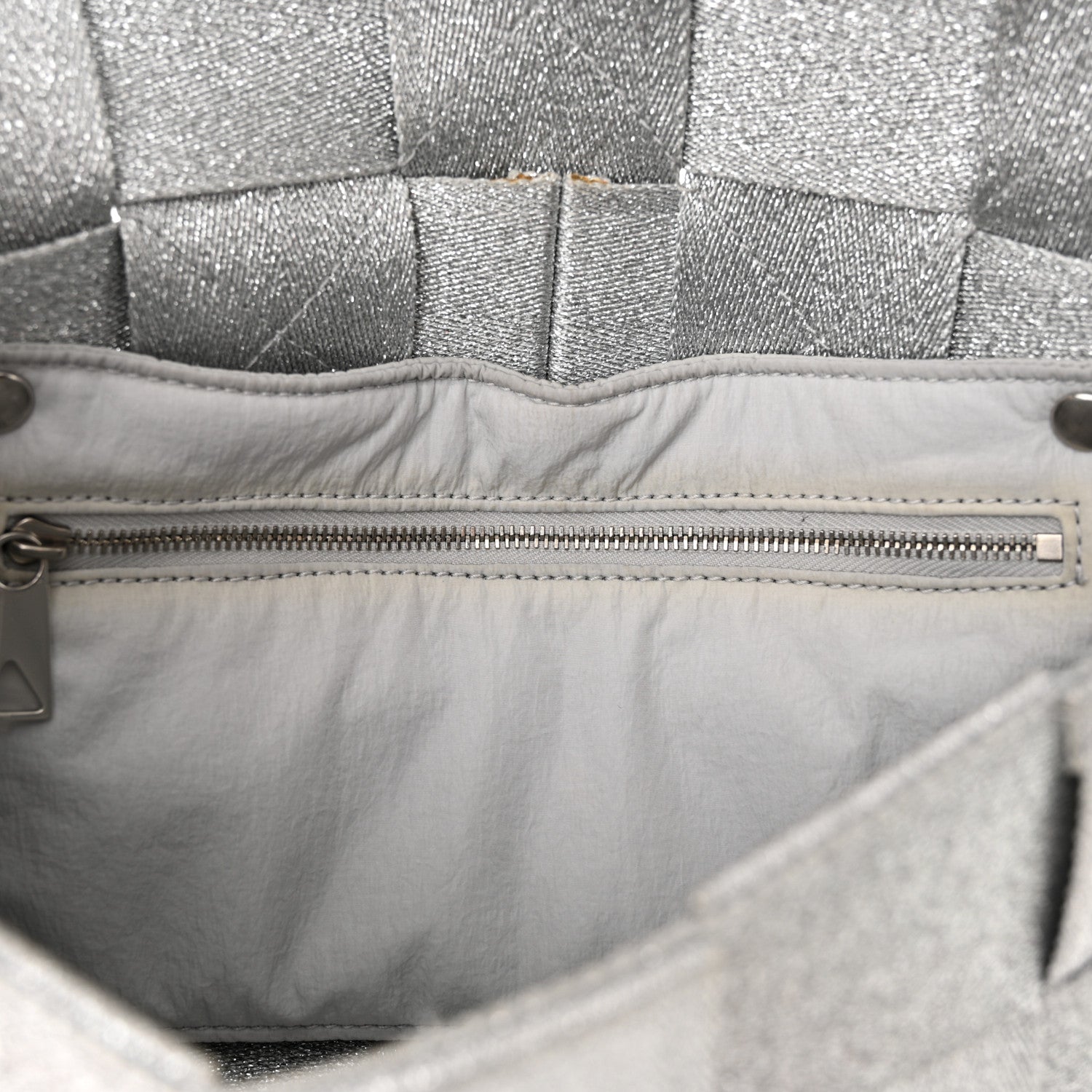 Bottega Veneta Webbing Maxi Intrecciato Cassette Bag Silver 11 of 15