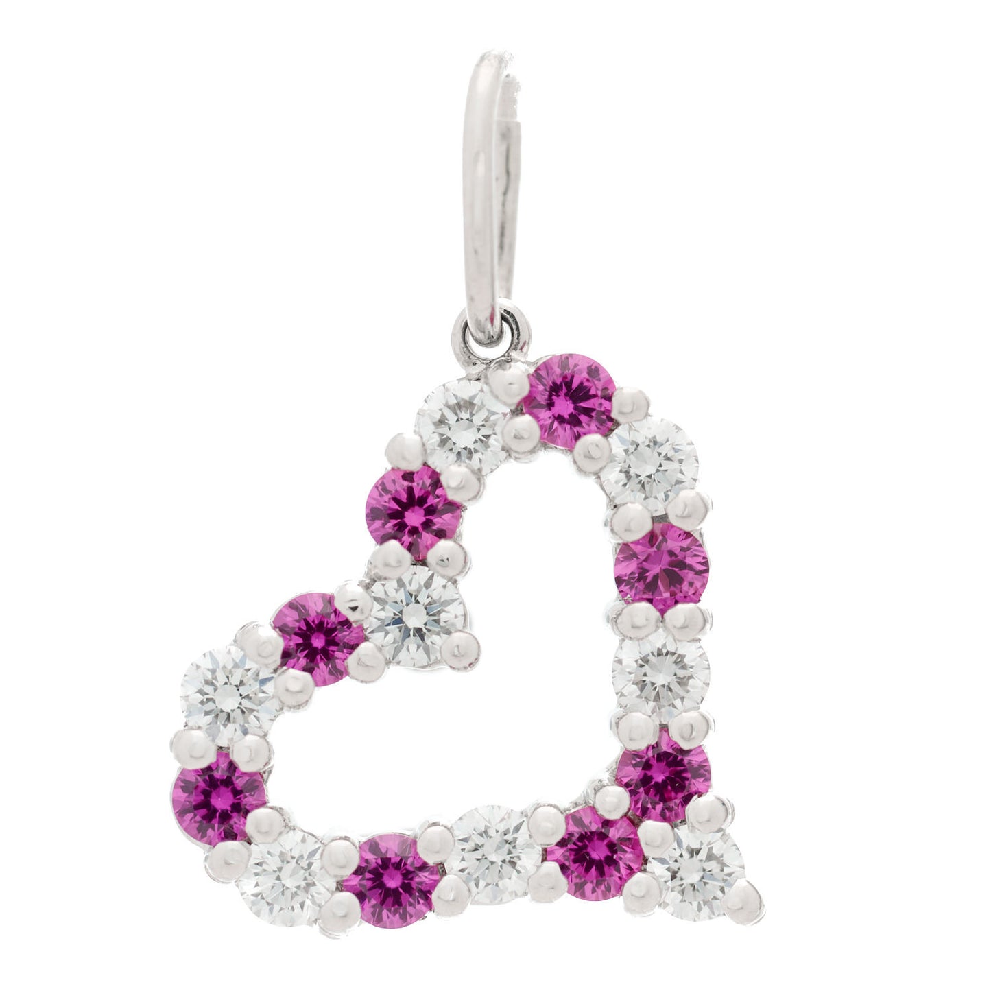 Platinum Diamond Pink Sapphire Mini Heart Charm