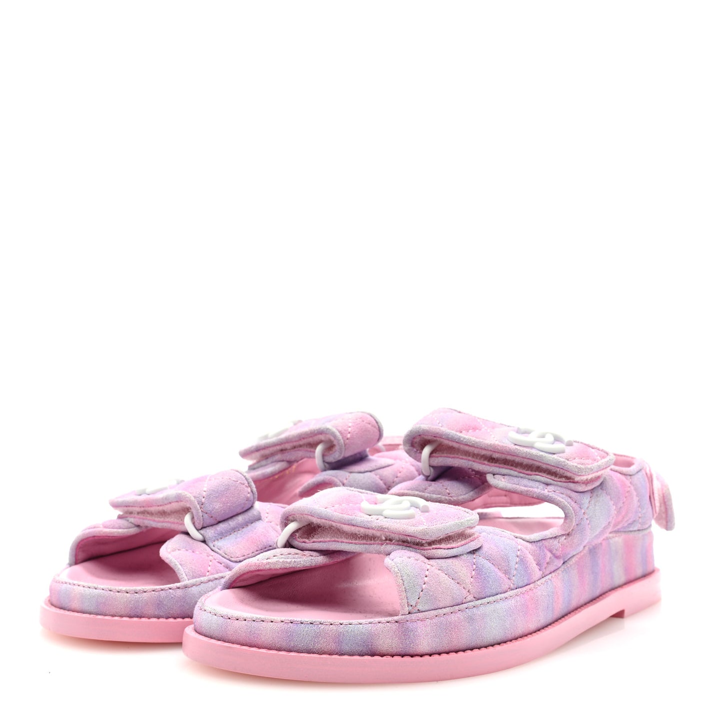Suede Quilted Dad Sandals 38 Pink Purple