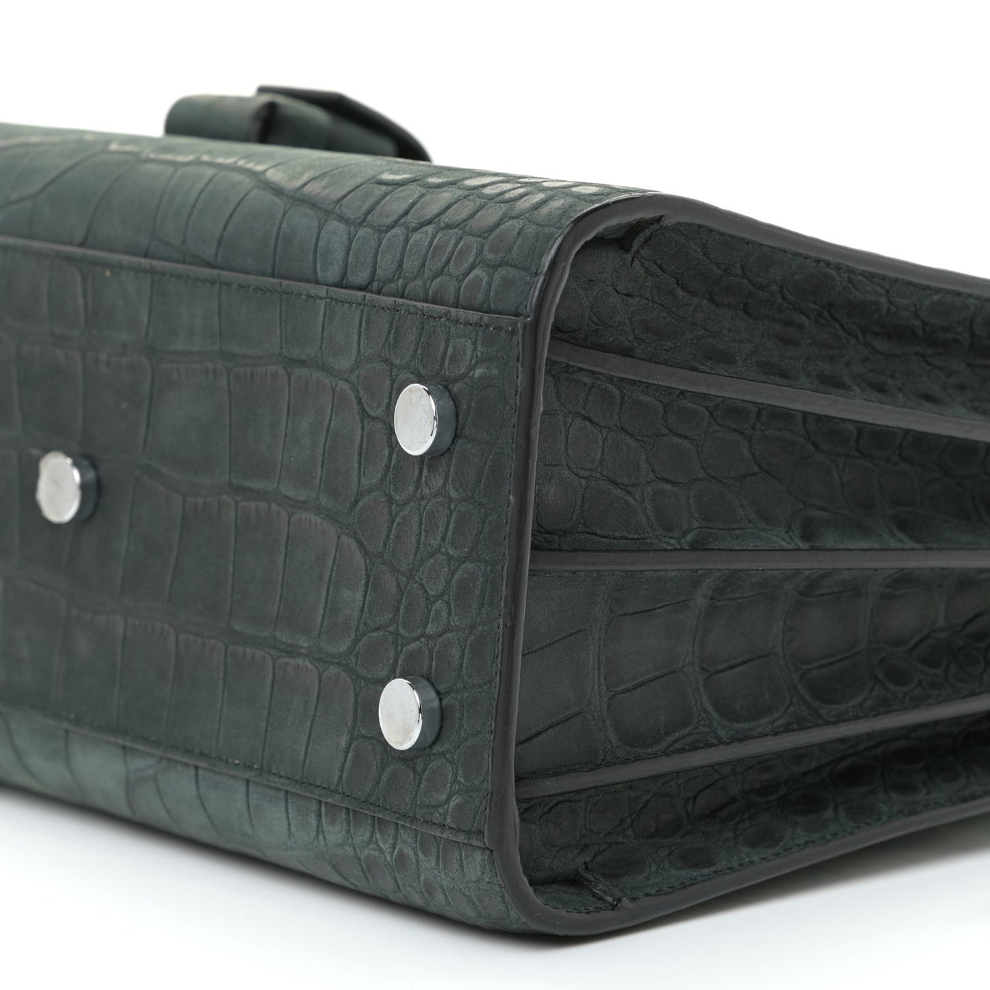 Crocodile Embossed Nubuck Baby Sac De Jour Dark Anthracite