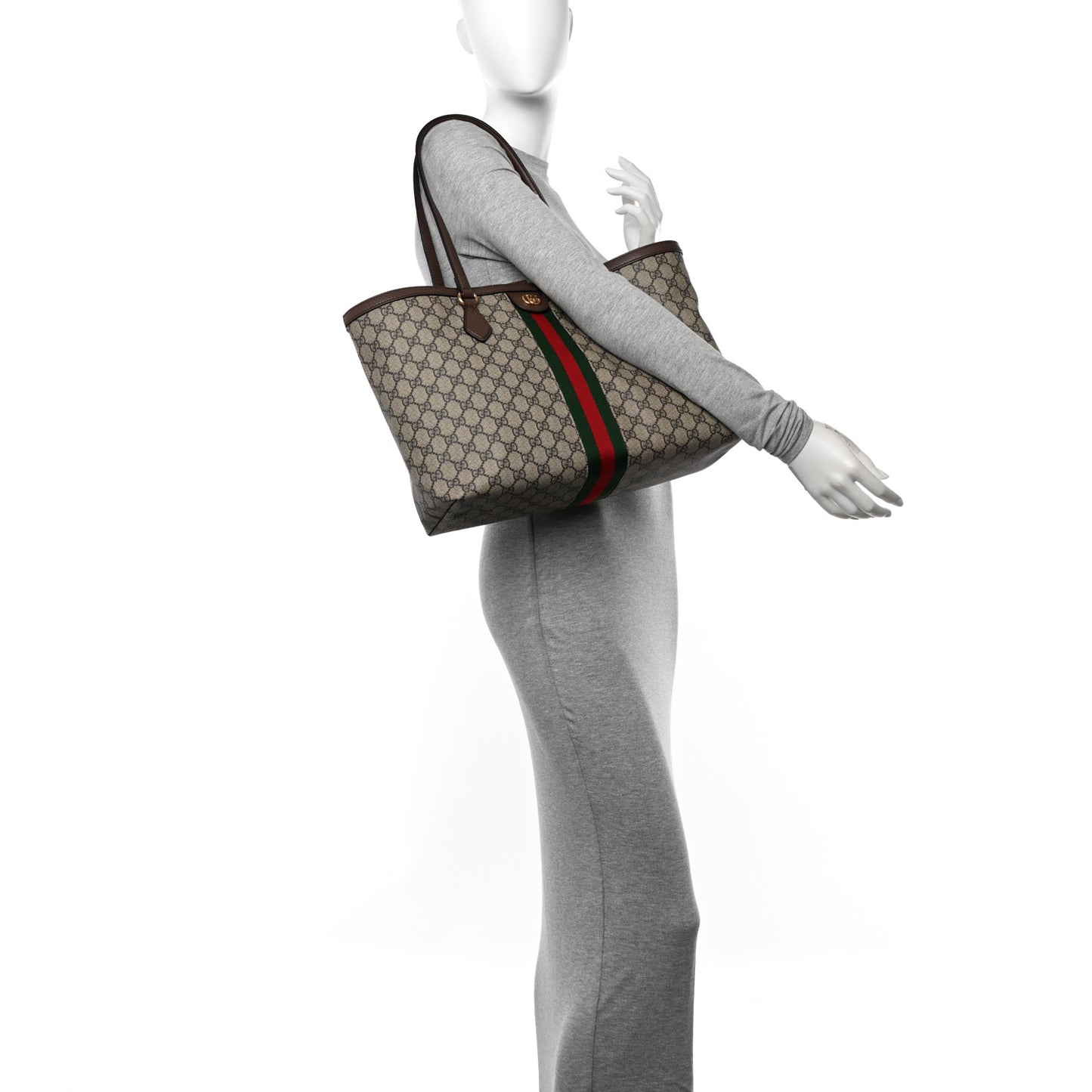 GG Supreme Monogram Medium Ophidia Shopping Tote Brown
