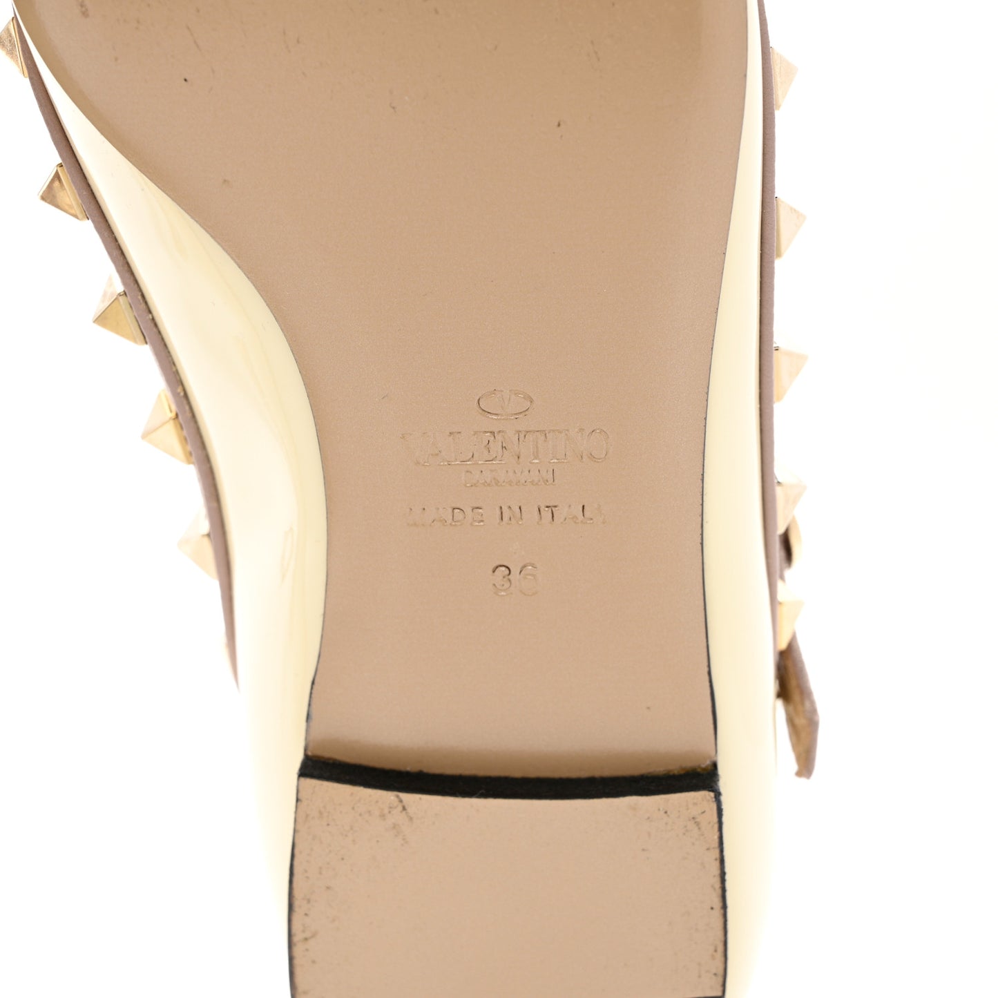 Patent Rockstud Cage Ballerina Flats 36 Light Ivory Poudre
