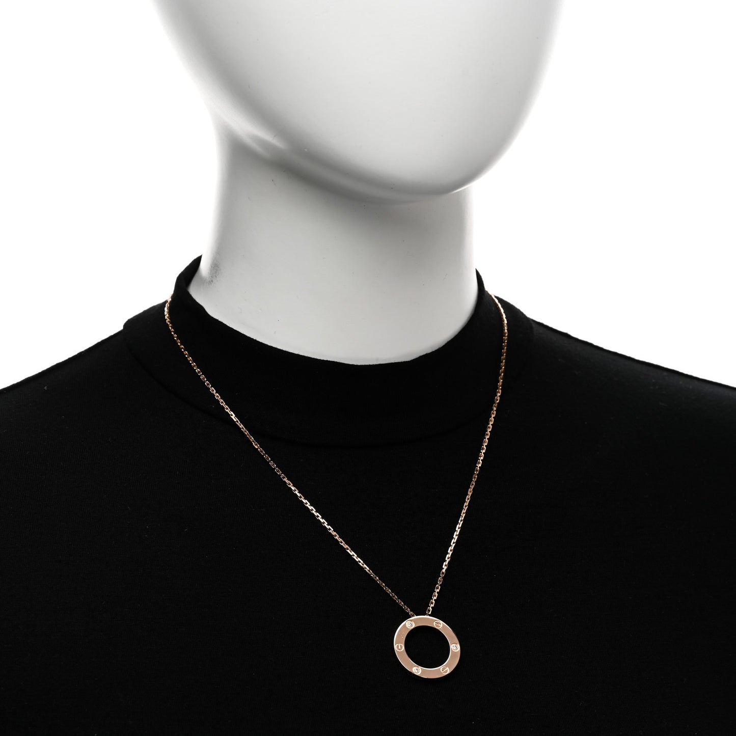 18K Pink Gold 3 Diamonds LOVE Pendant Necklace