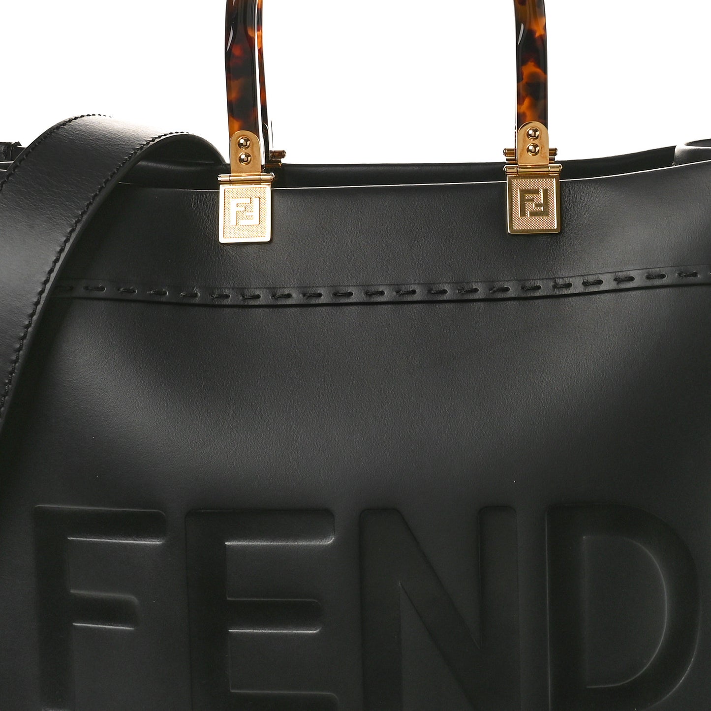 Vitello King Plexiglass Medium Fendi Sunshine Shopper Tote Black