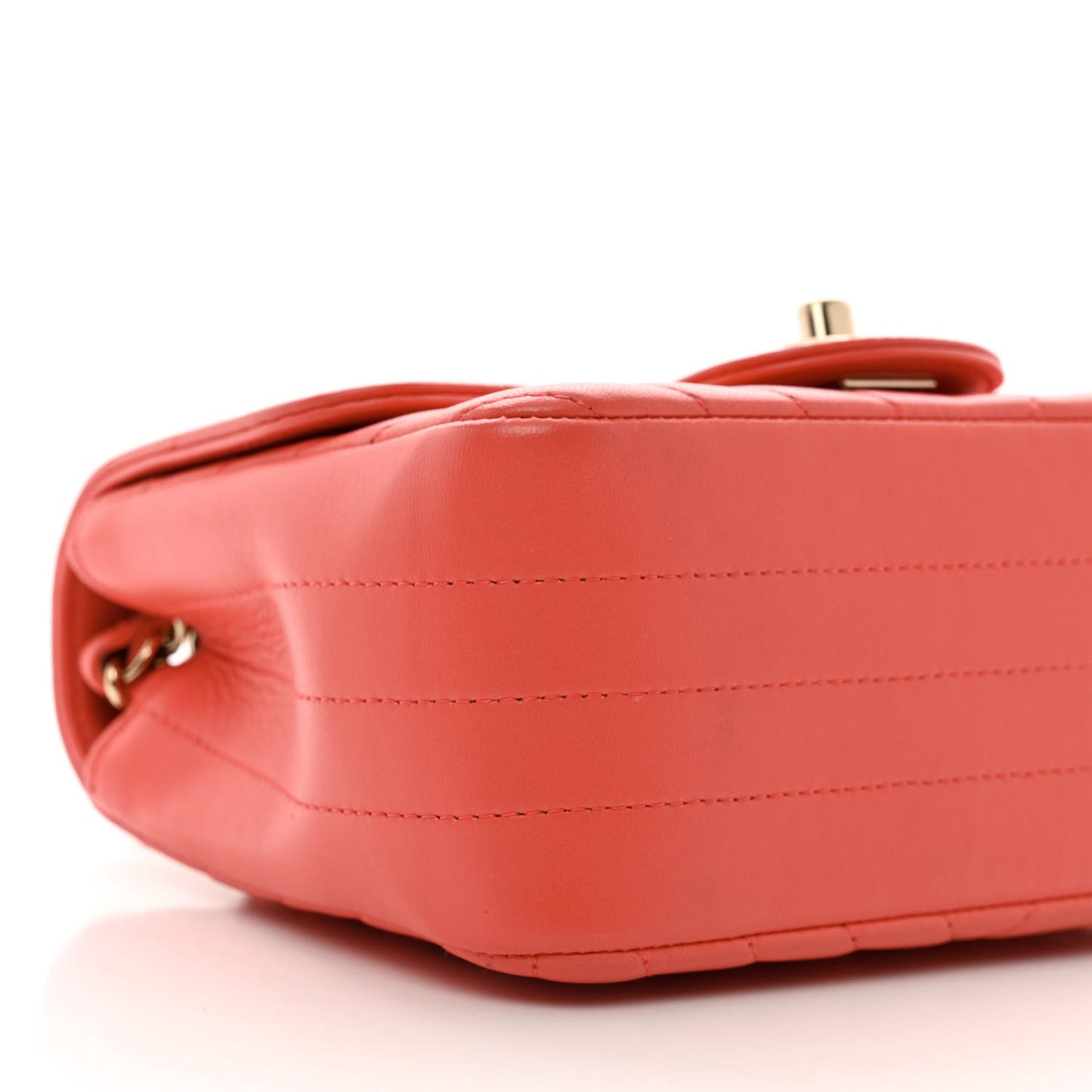 Lambskin Chevron Quilted Mini Square Flap Coral