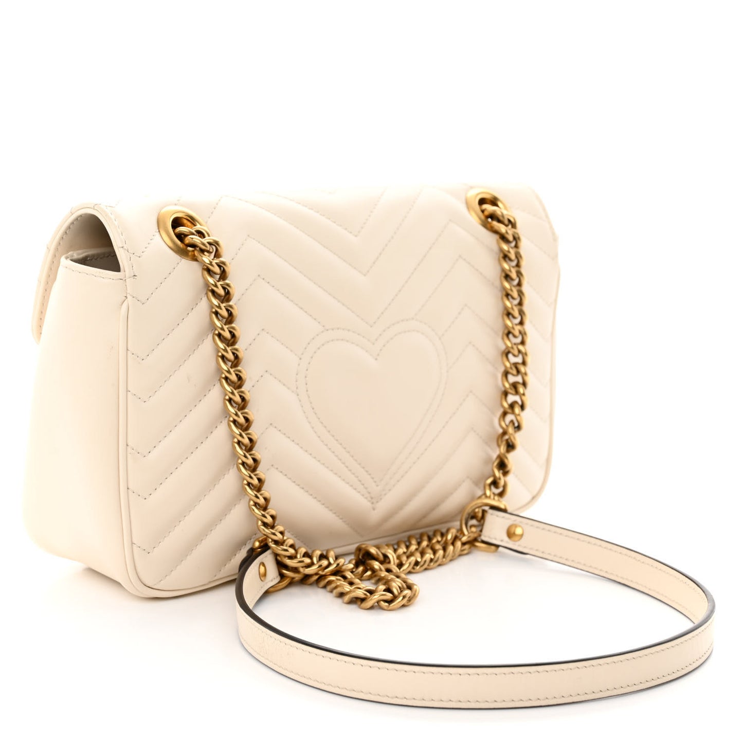 Calfskin Matelasse Small GG Marmont Shoulder Bag White