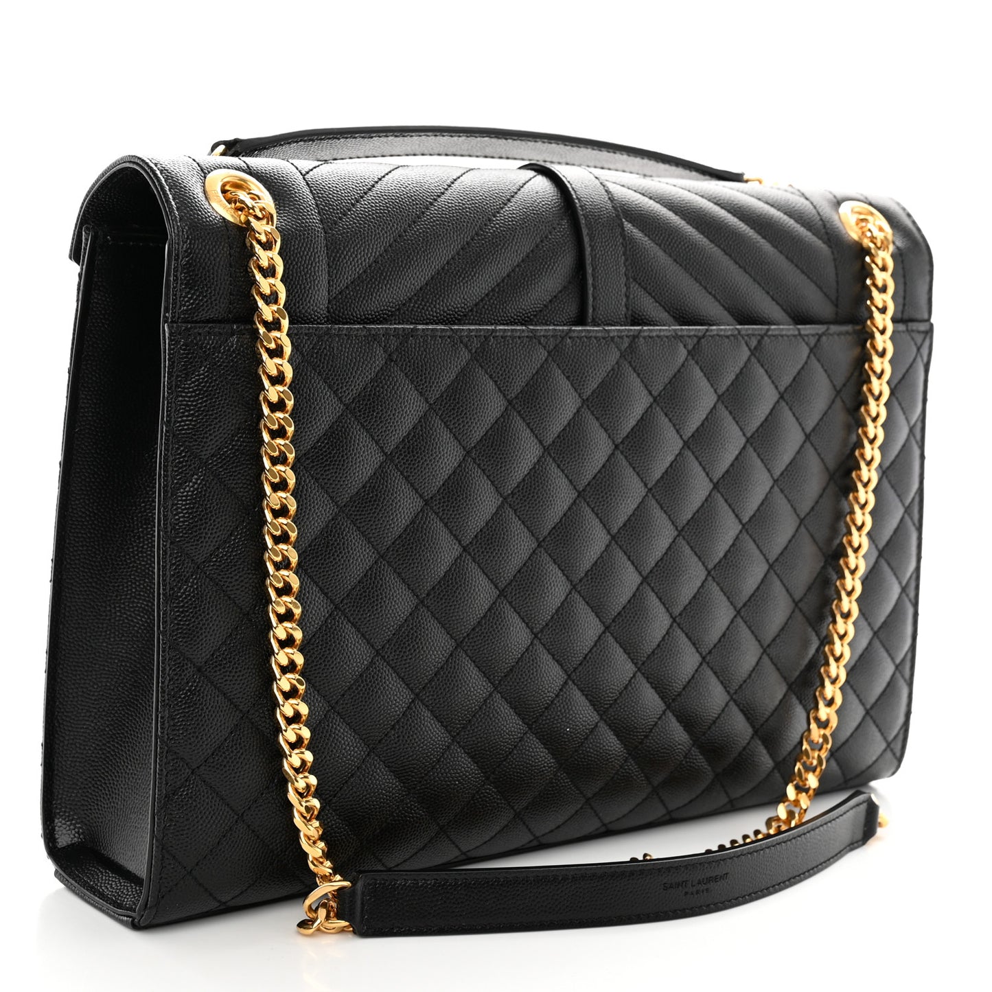 Grain De Poudre Textured Mixed Matelasse Large Triquilt Monogram Satchel Black