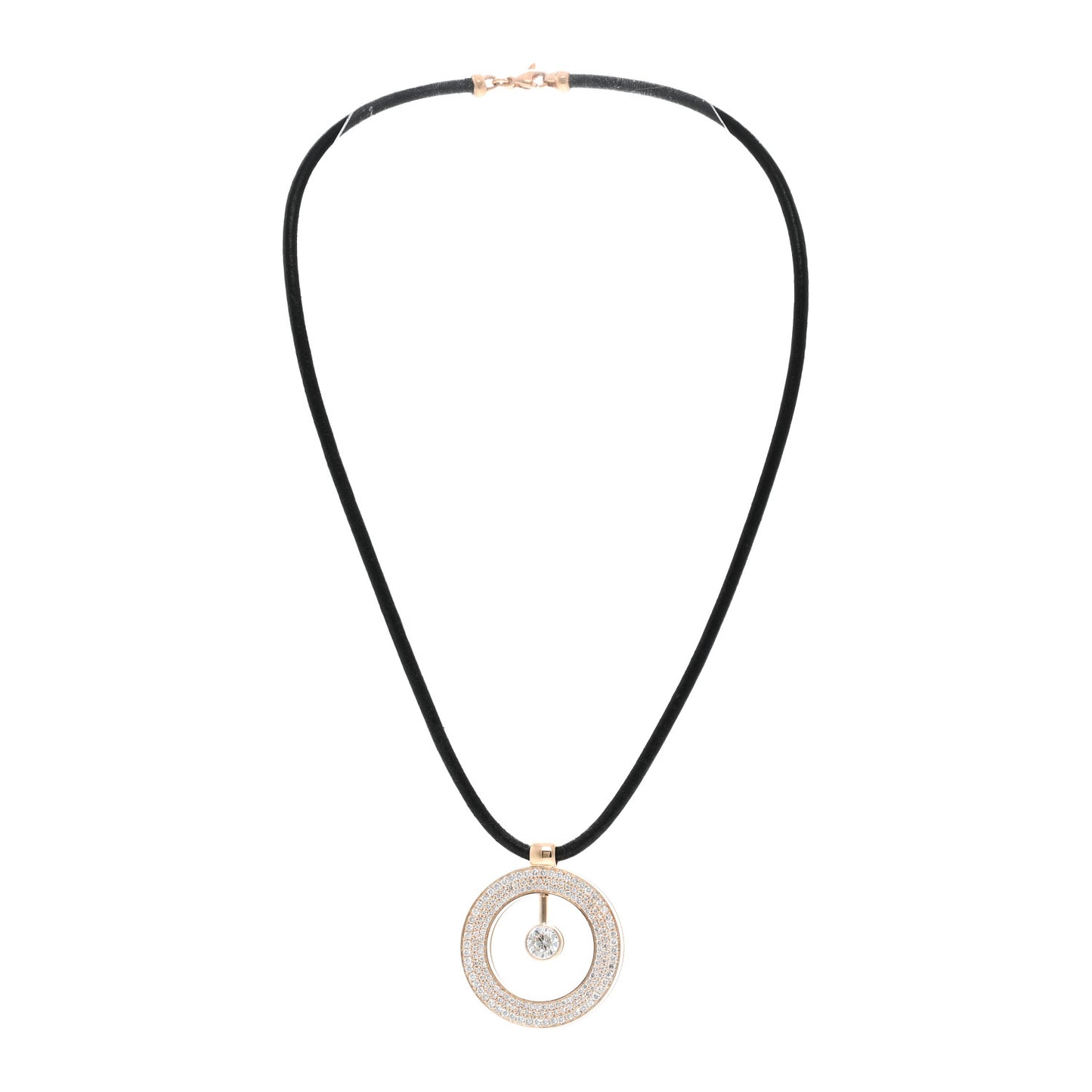 18K Rose Gold Diamond Large Cento O Cord Necklace