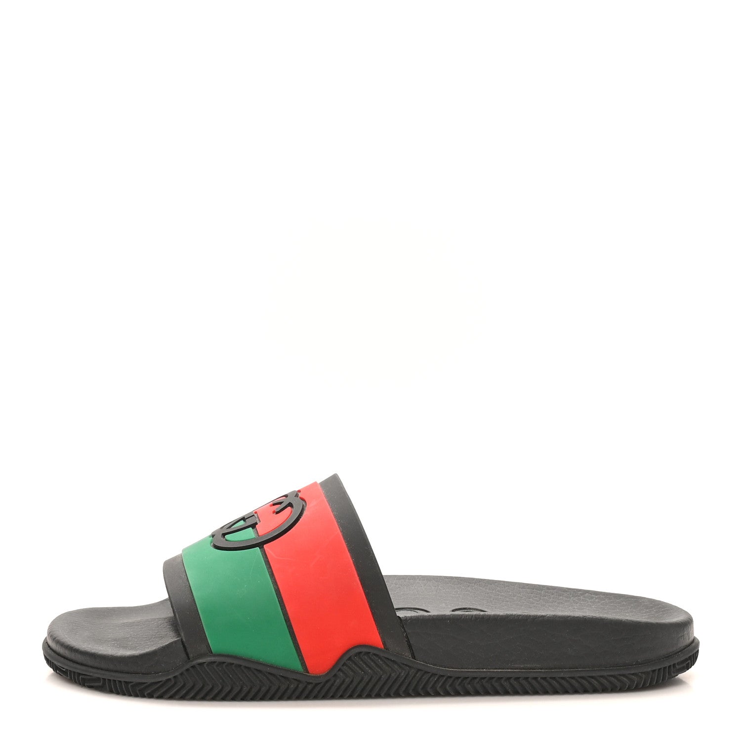 Gucci Rubber Web Womens Interlocking G Slide Sandals 39 Black