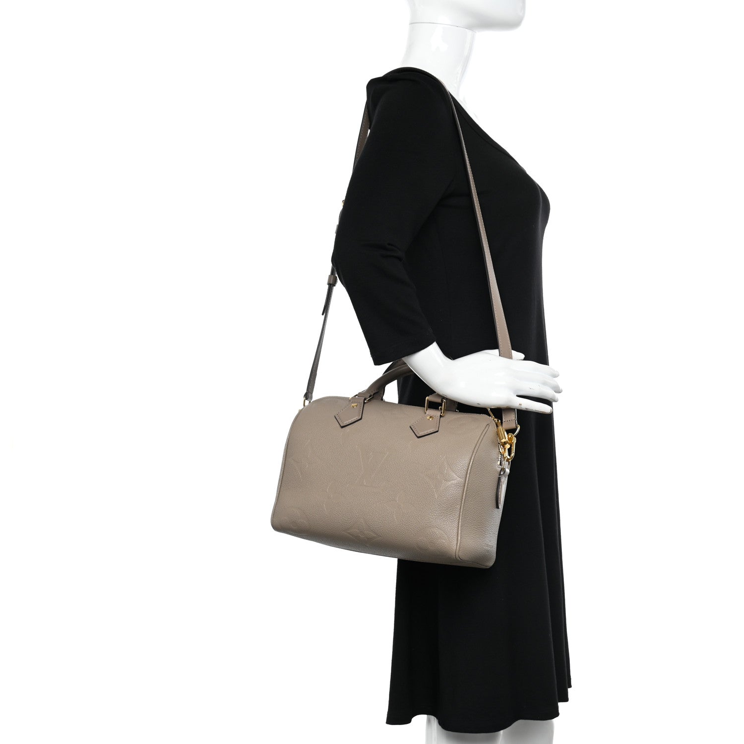 Louis Vuitton Empreinte Monogram Giant Speedy Bandouliere 25 Tourterelle 2 of 11