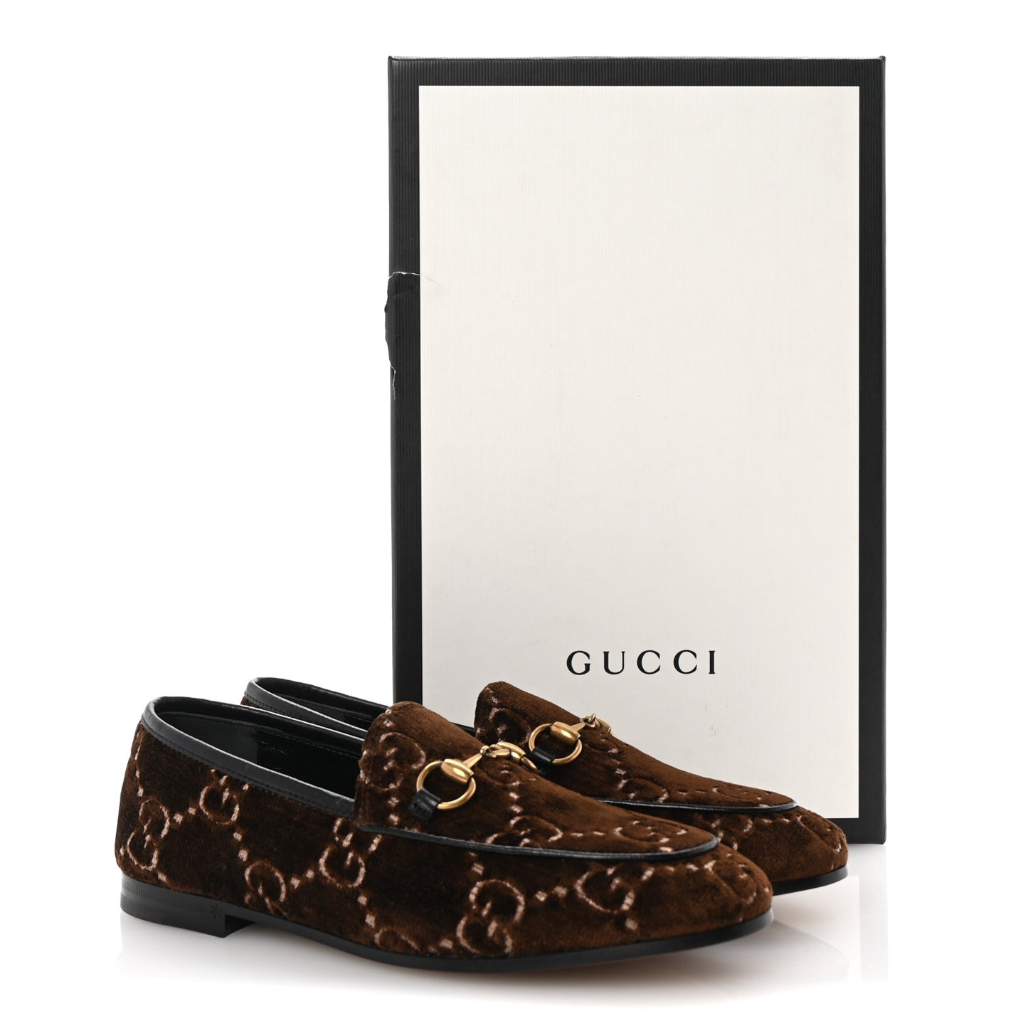 Velvet GG Monogram Horsebit Womens Jordaan Loafers 36 Brown Black