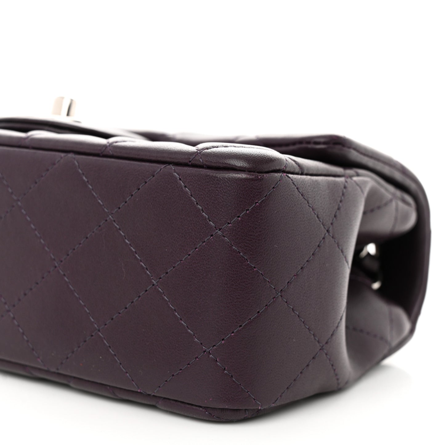 Lambskin Quilted Mini Rectangular Flap Dark Purple