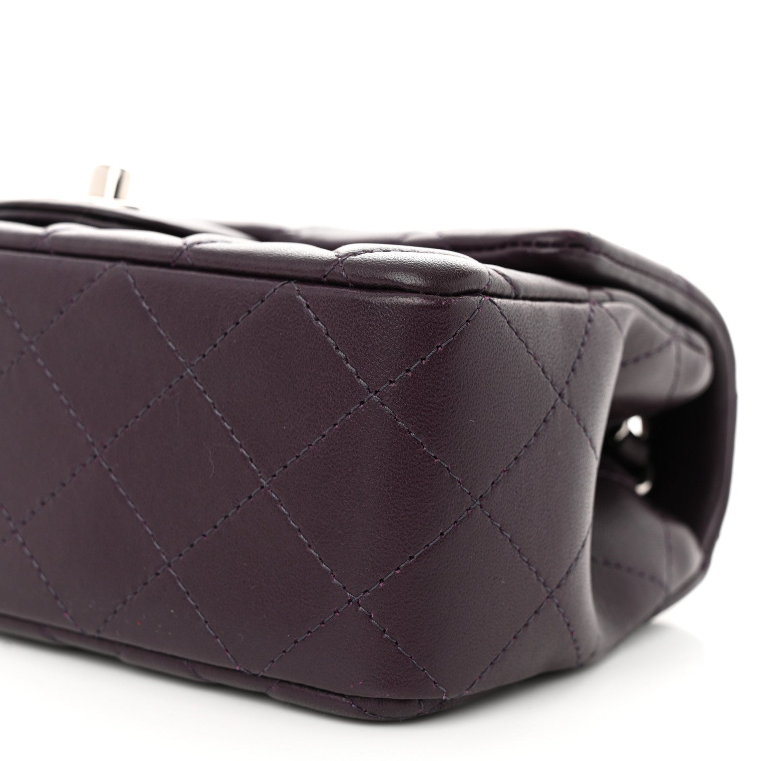 Chanel Lambskin Quilted Mini Rectangular Flap Dark Purple 10 of 12