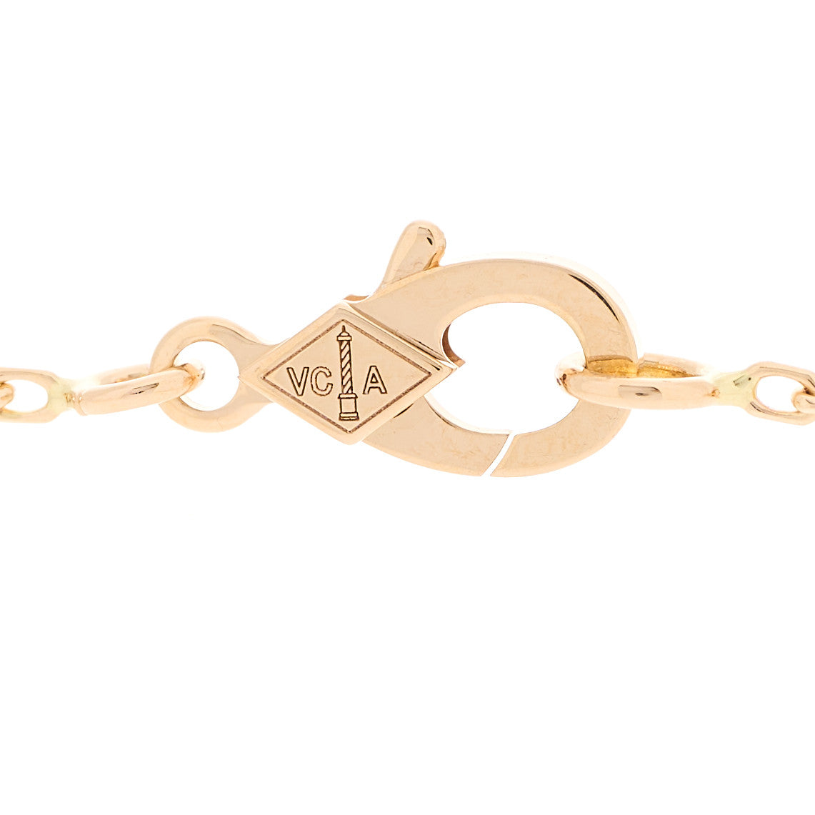 18K Rose Gold Diamond Vintage Alhambra Pendant Necklace