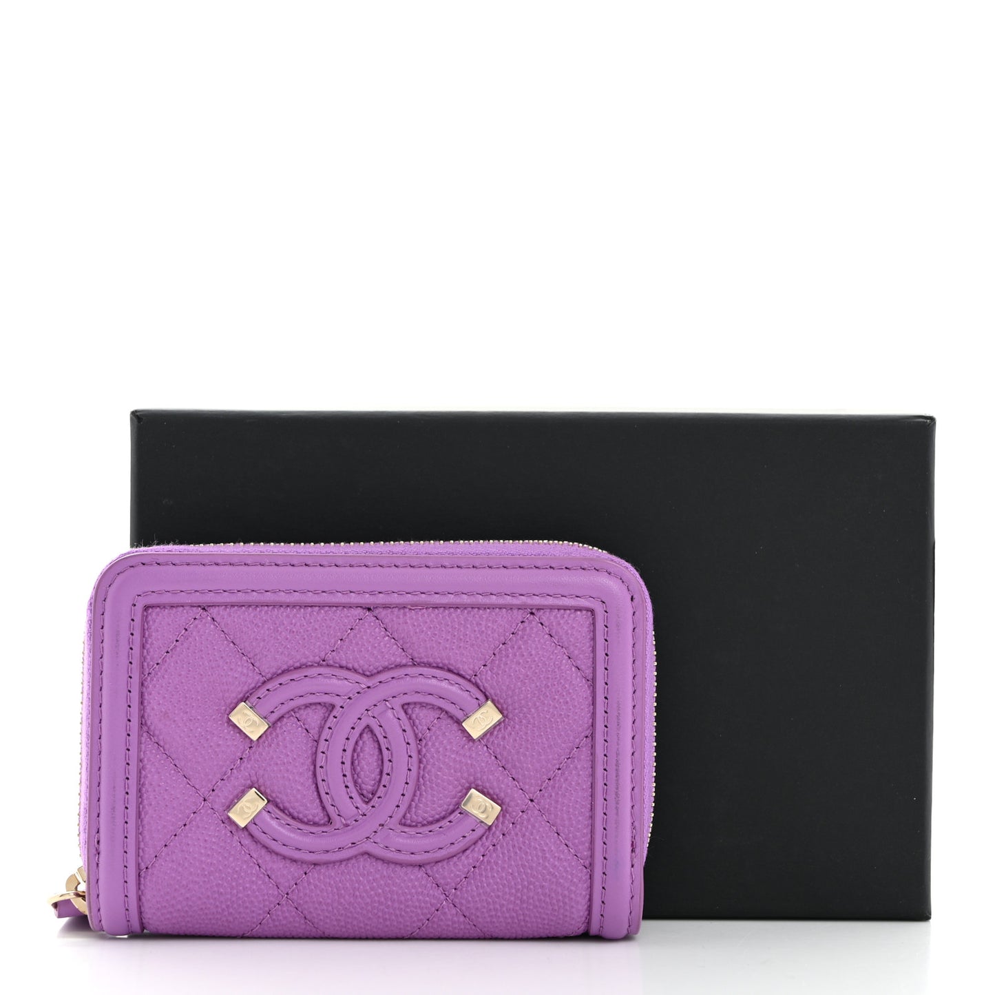 Caviar Quilted Filigree Coin Purse Purple