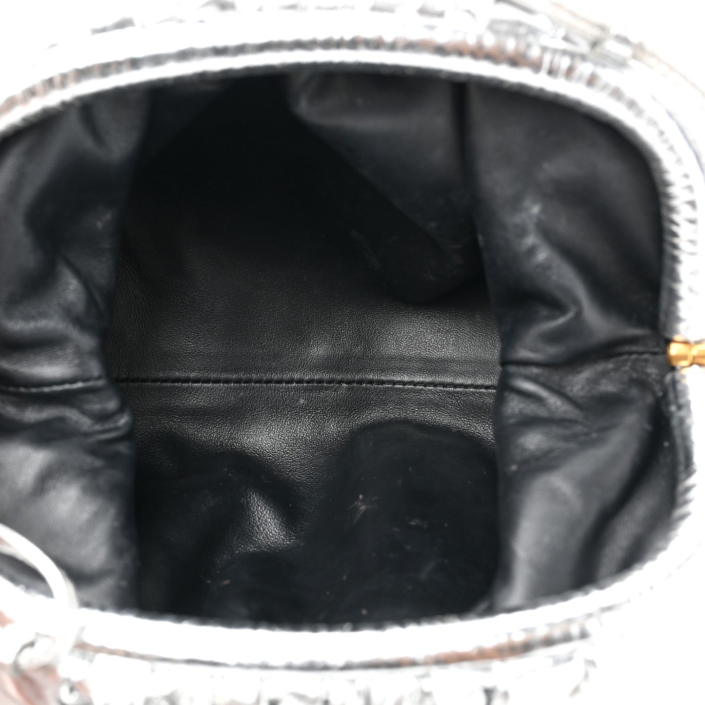 Metallic Bark Calfskin The Mini Pouch Silver