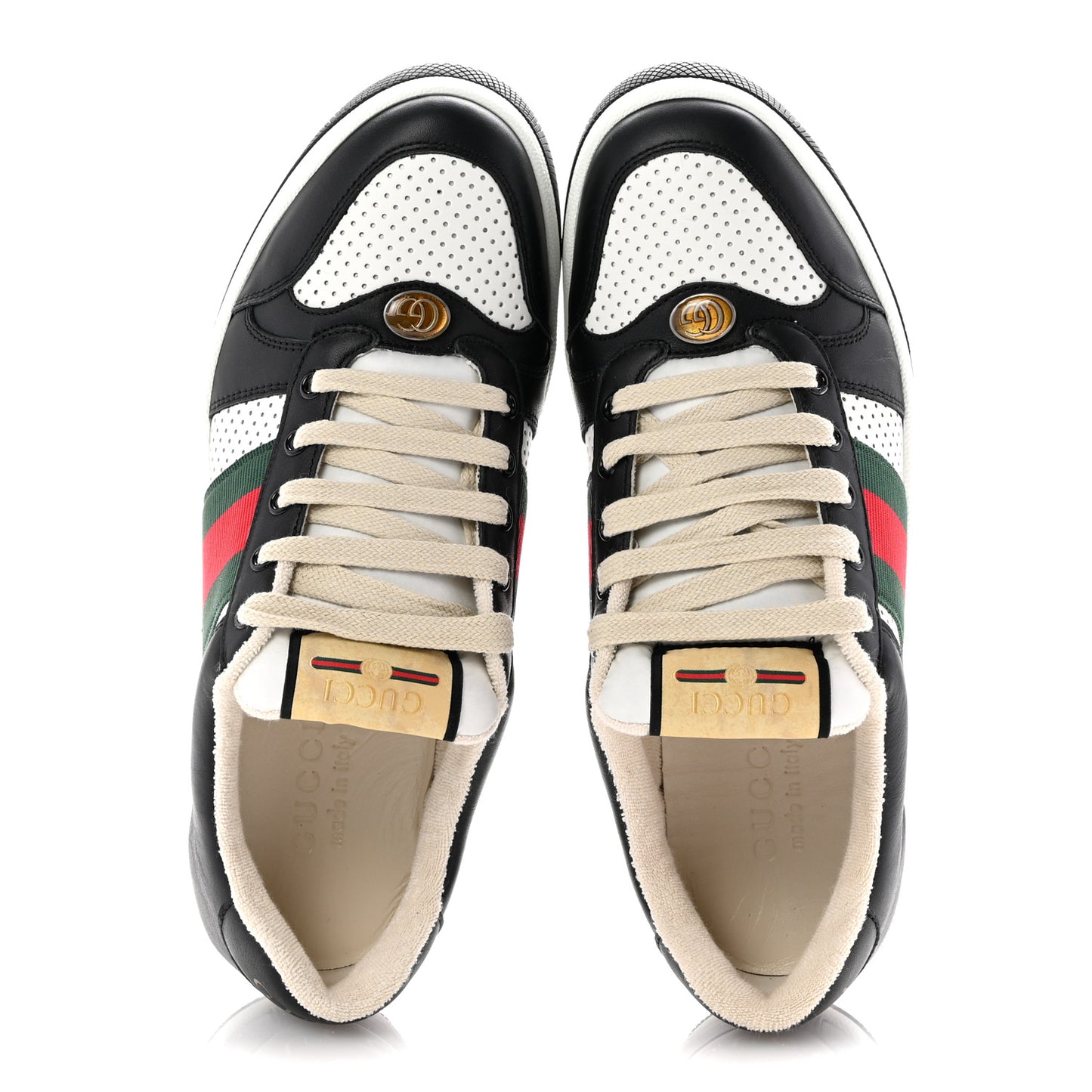 Calfskin Web Mens Screener Sneakers 7.5 Black White