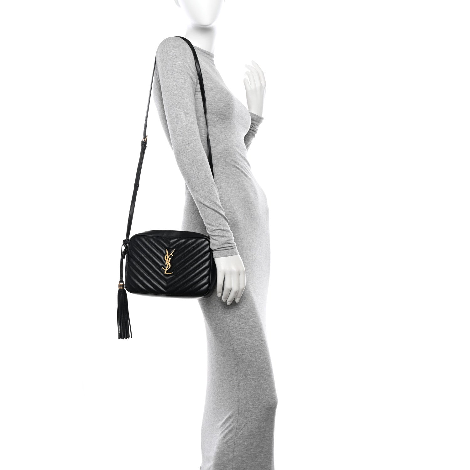 Saint Laurent Calfskin Matelasse Monogram Lou Camera Bag Black 3 of 12