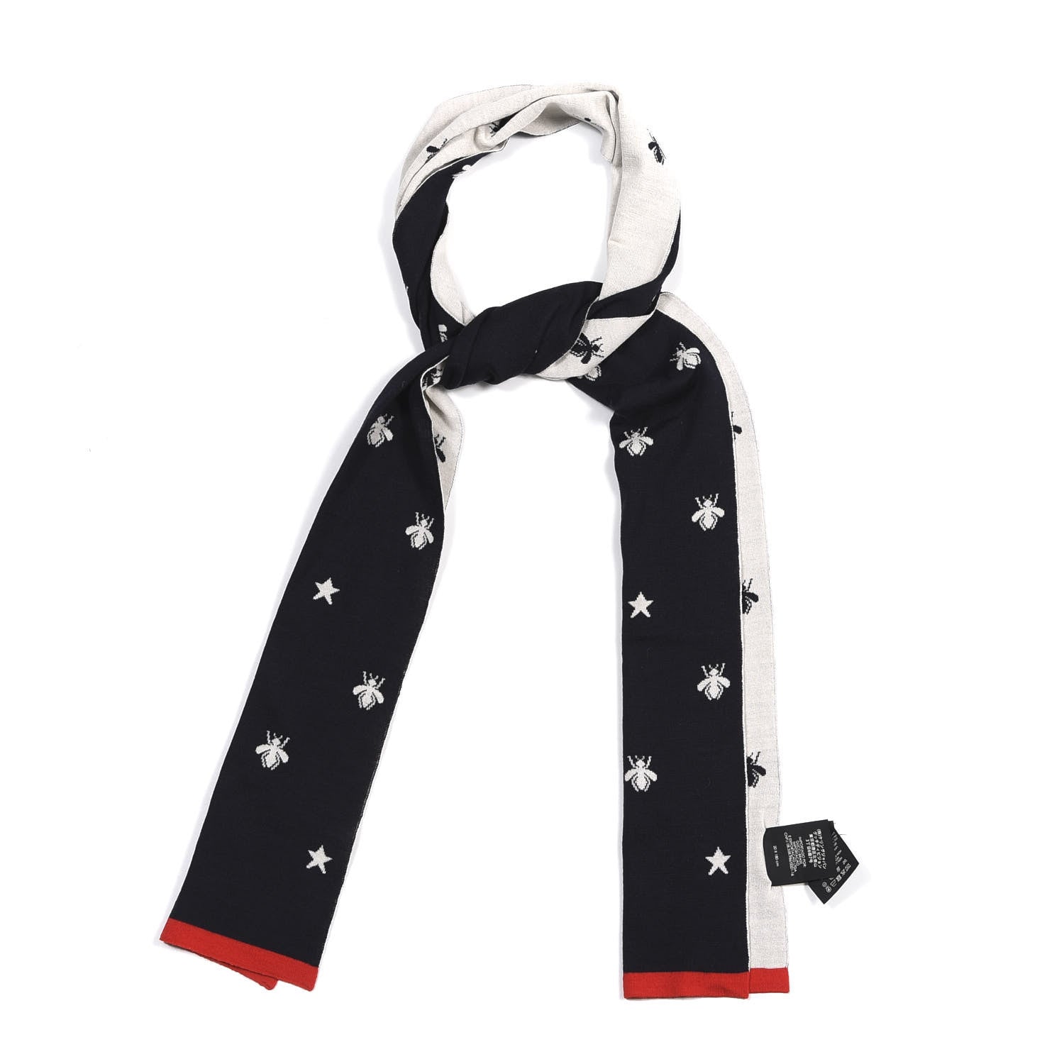 Gucci Wool Bee Scarf Navy Blue 1 of 4