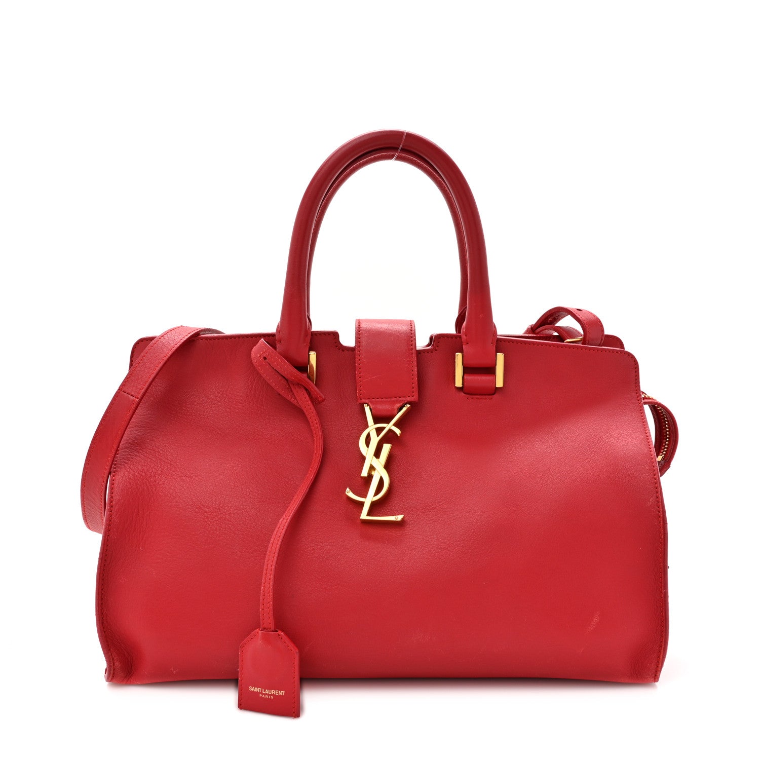 Saint Laurent Calfskin Small Monogram Cabas Lipstick Red 1 of 25