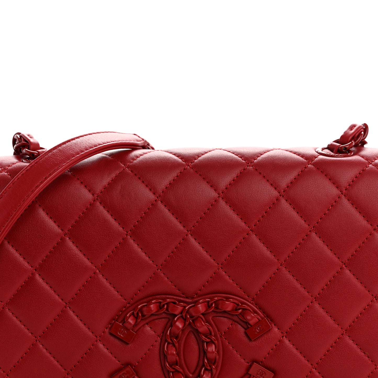 Calfskin Quilted Medium CC Filigree Flap Red