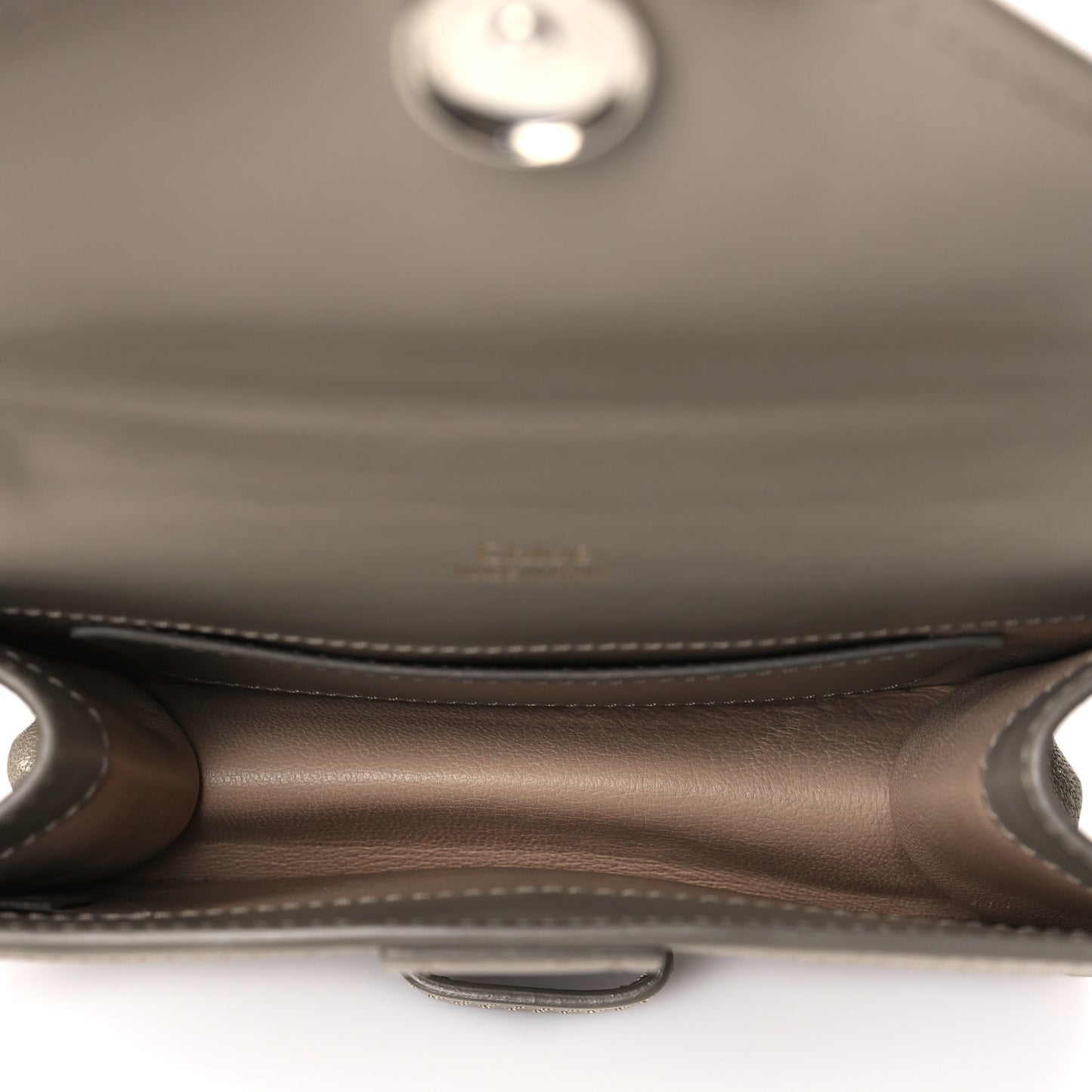 Shiny Goatskin Calfskin Mini Aby Chain Shoulder Bag Motty Grey