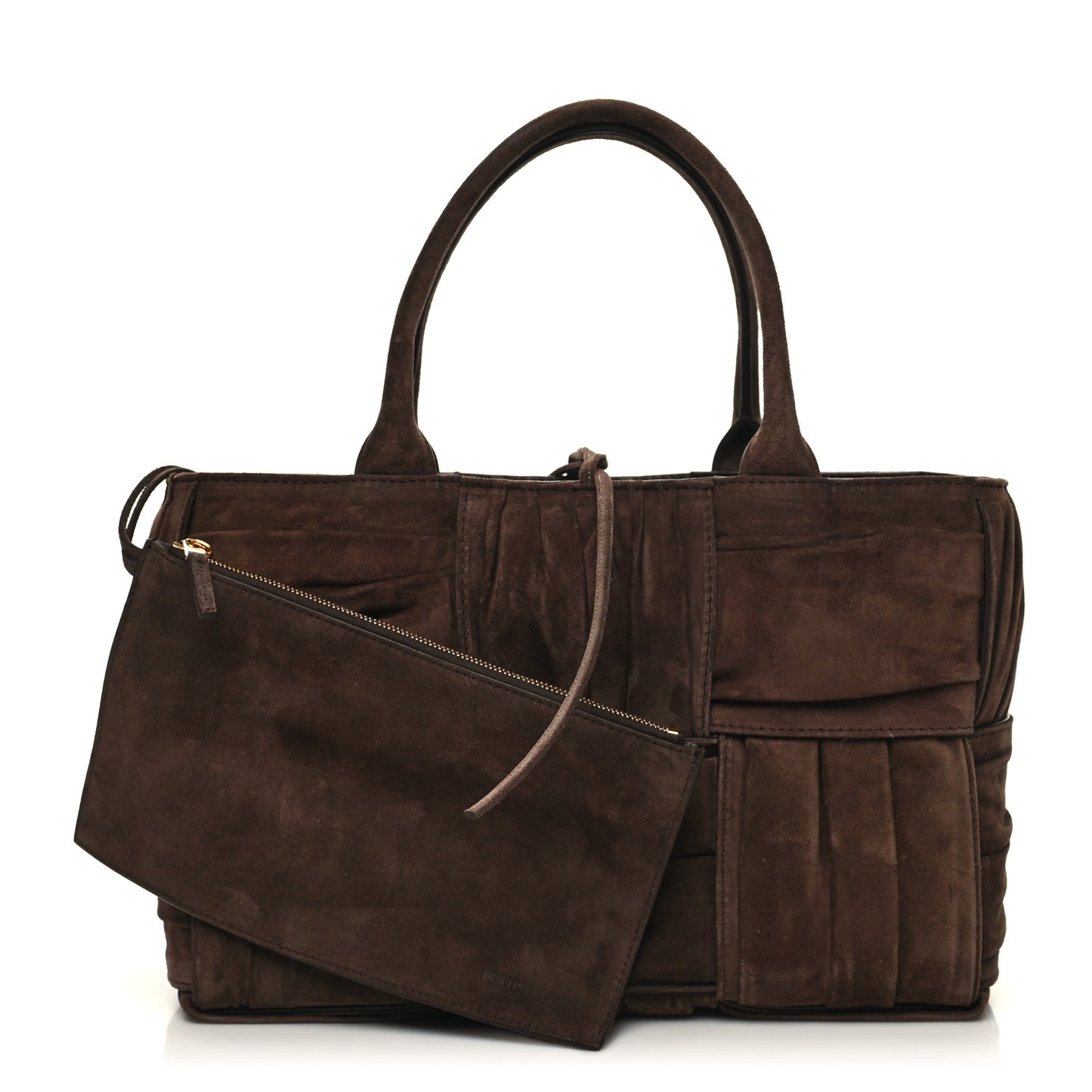 Suede Foulard Intrecciato Small Arco Tote Brownie