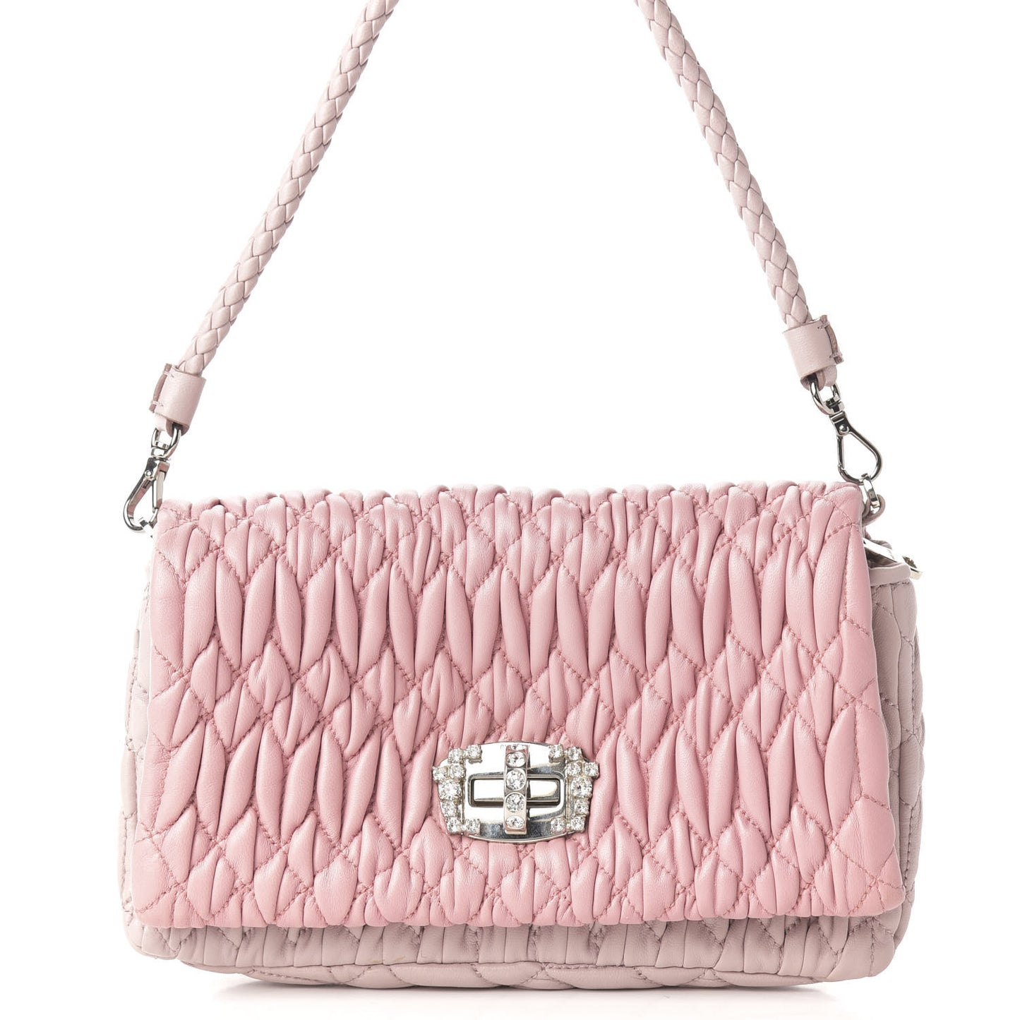 Nappa Matelasse Crystal Shoulder Bag Rosa