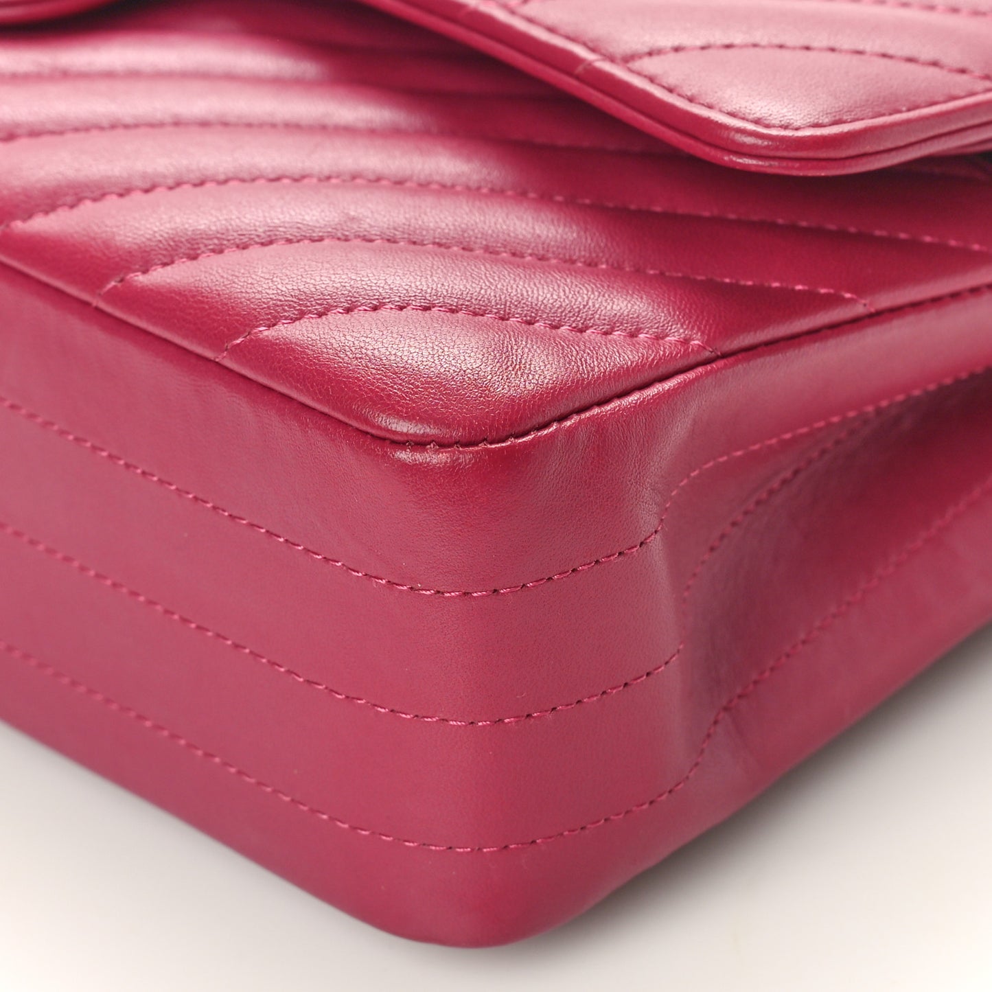 Lambskin Chevron Quilted Medium Double Flap Pink
