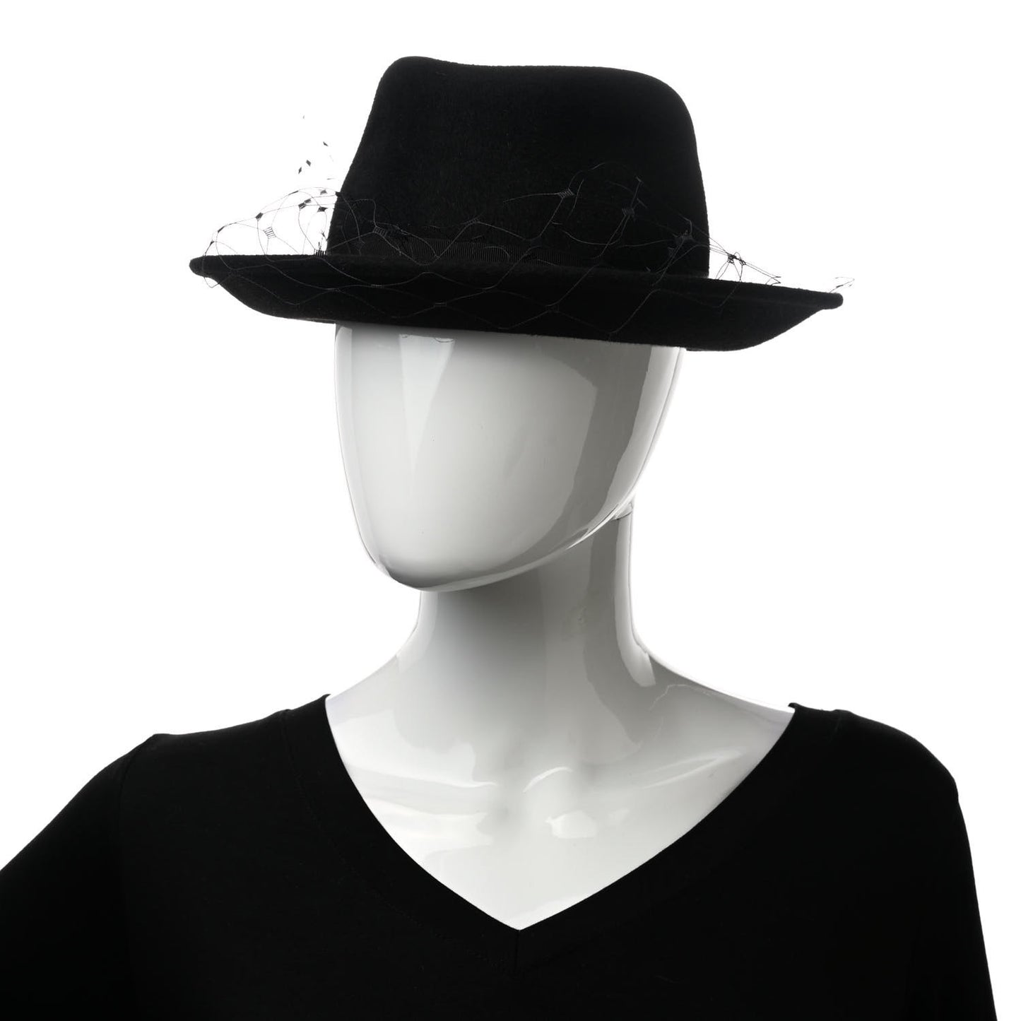Rabbit Felt Veil Hat 57 Black