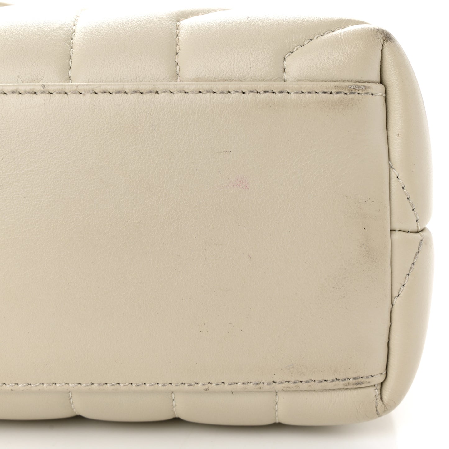 Calfskin Y Quilted Monogram Small Loulou Chain Satchel Blanc Vintage