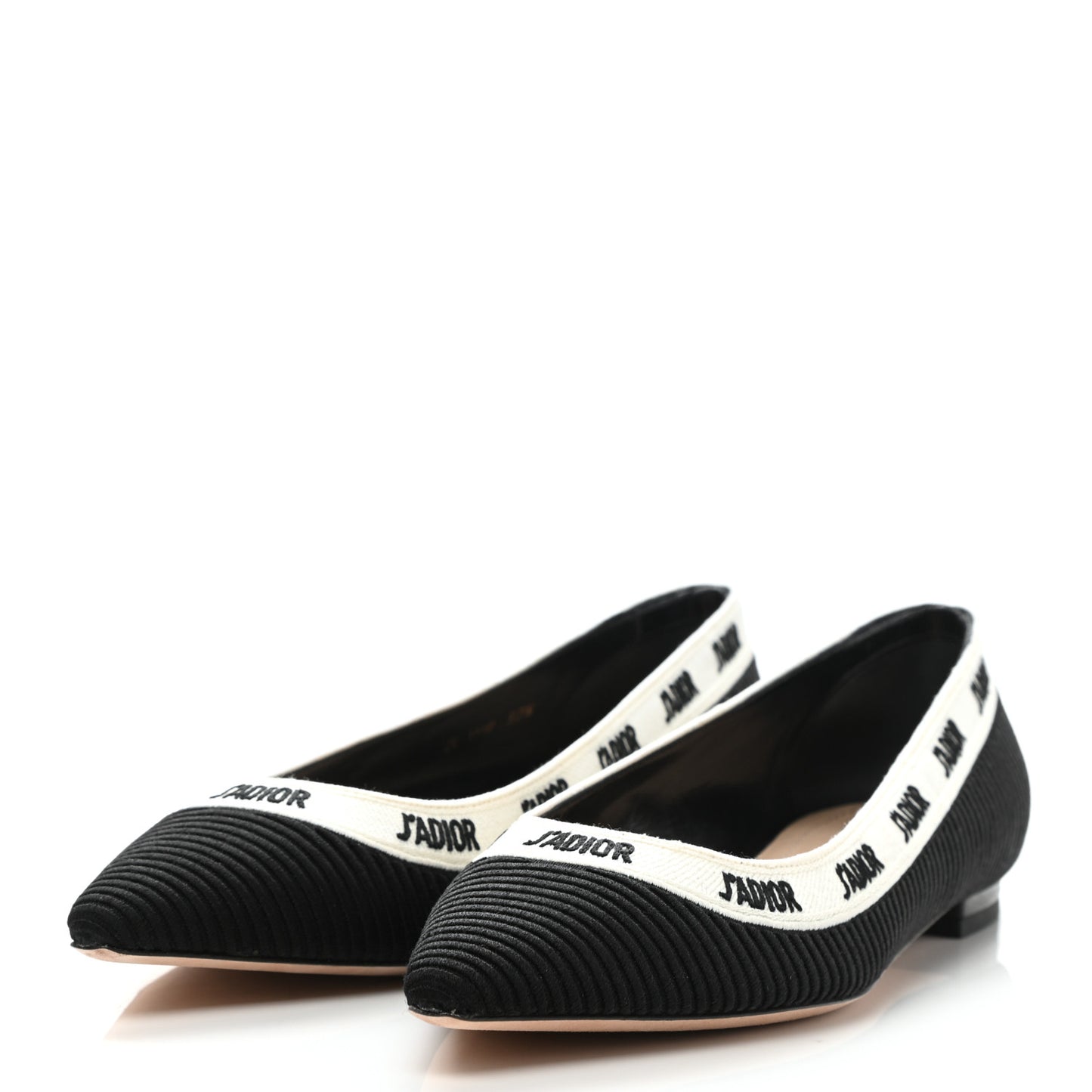 Fabric Ribbon Embroidered J'Adior Ballet Flats 37.5 Black