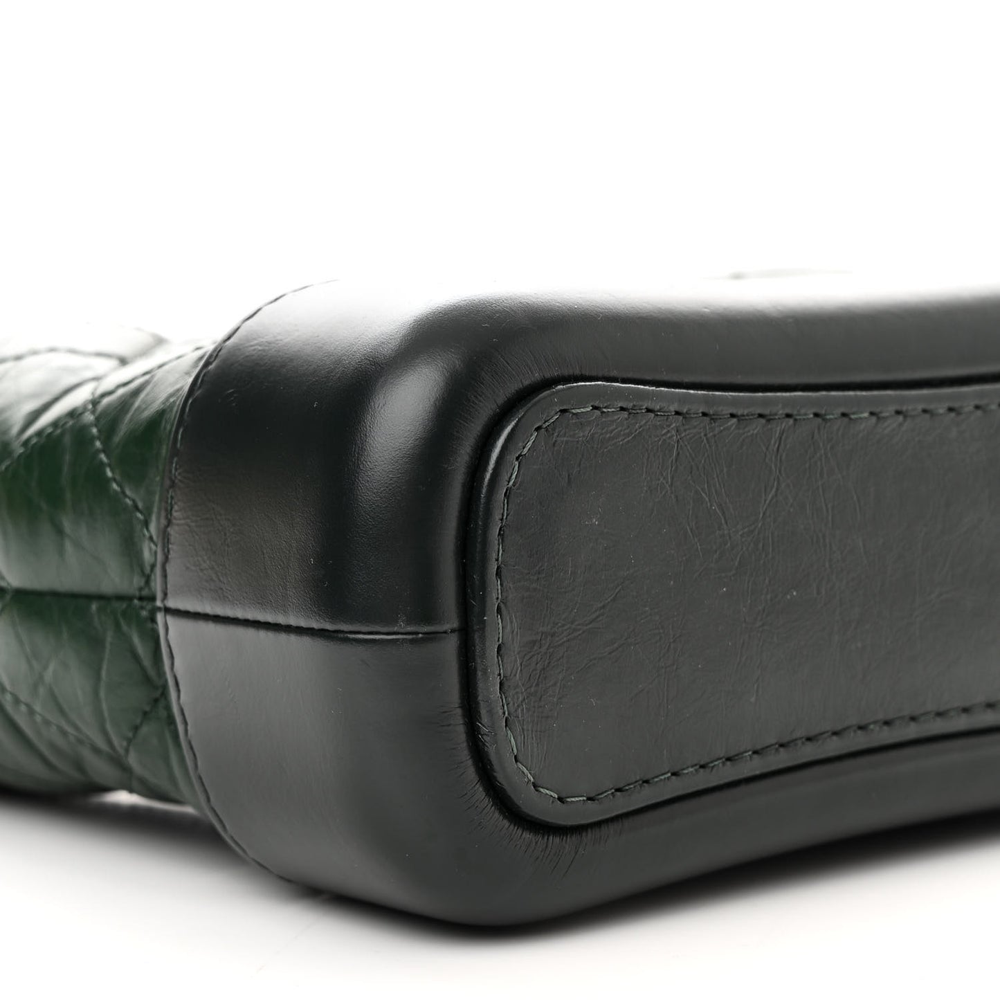 Aged Calfskin Quilted Small Gabrielle Hobo Dark Green