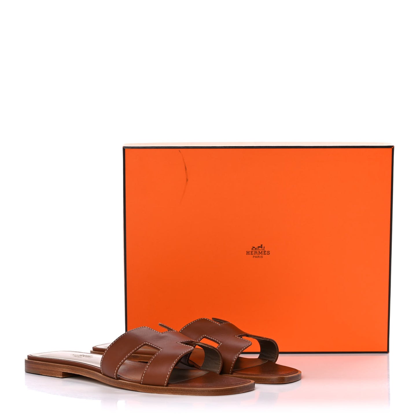 Box Calfskin Oran Sandals 38 Gold