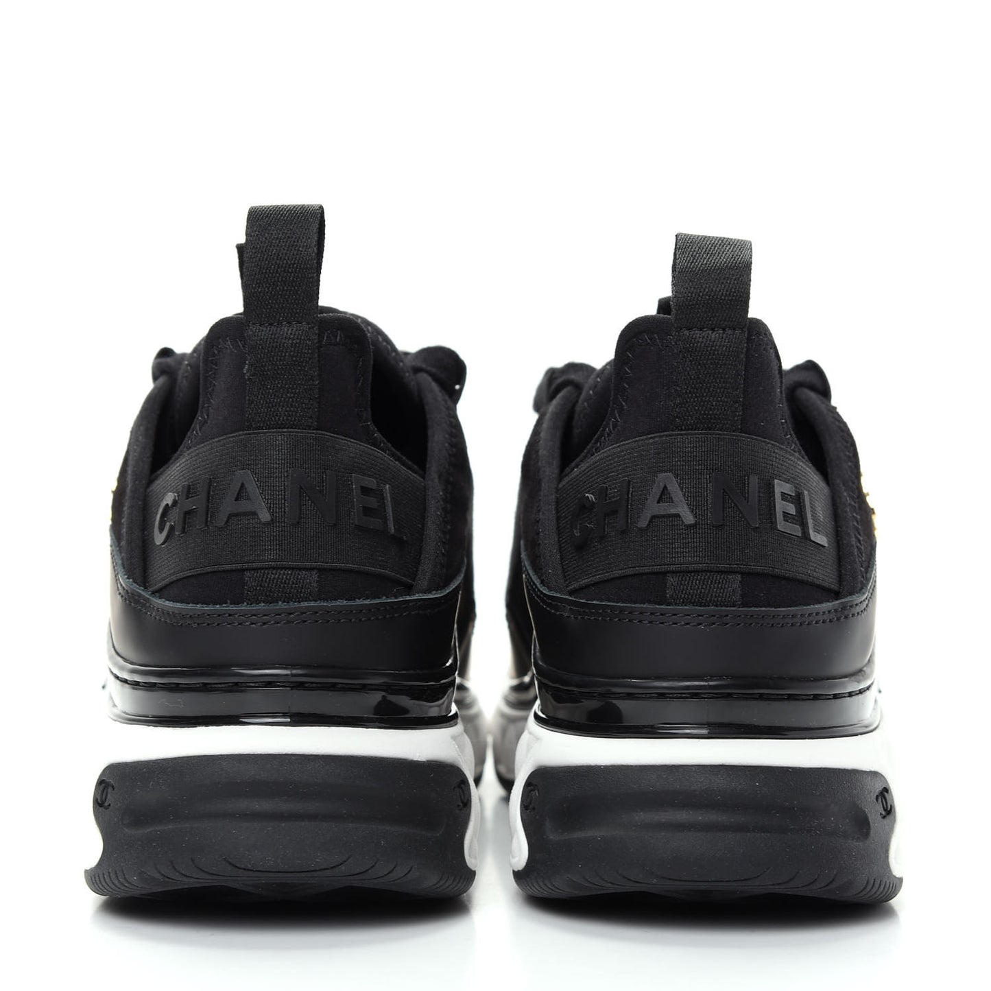 Velvet Calfskin Mixed Fibers CC Sneakers 37 Black