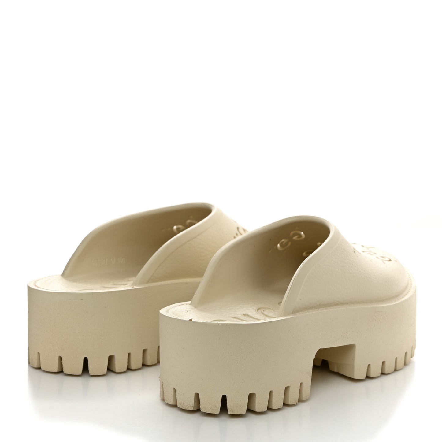Rubber GG Monogram Perforated Elea Platform 55mm Lug Sole Sandals 37 Mystic White