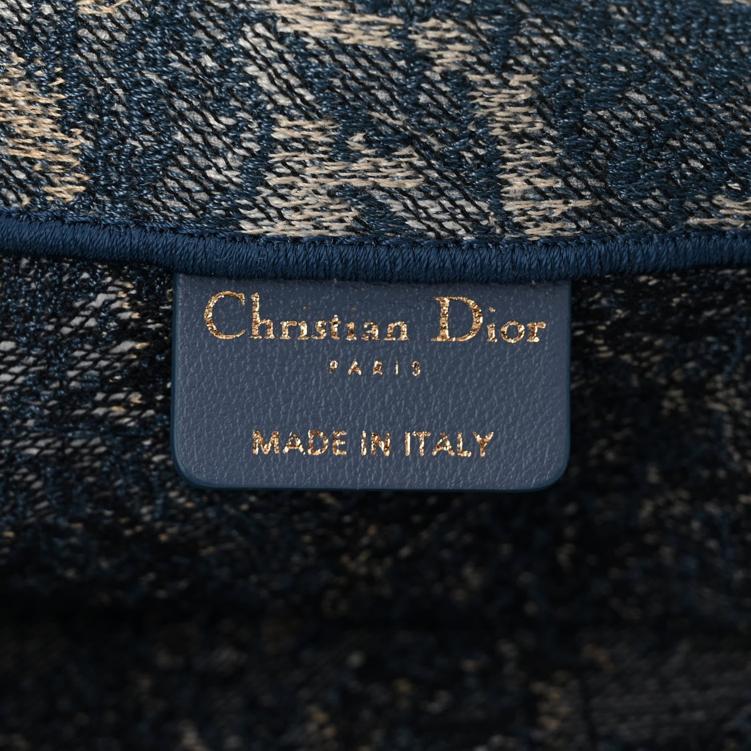 Christian Dior Canvas Embroidered Large Brocart Book Tote Blue 6 of 11