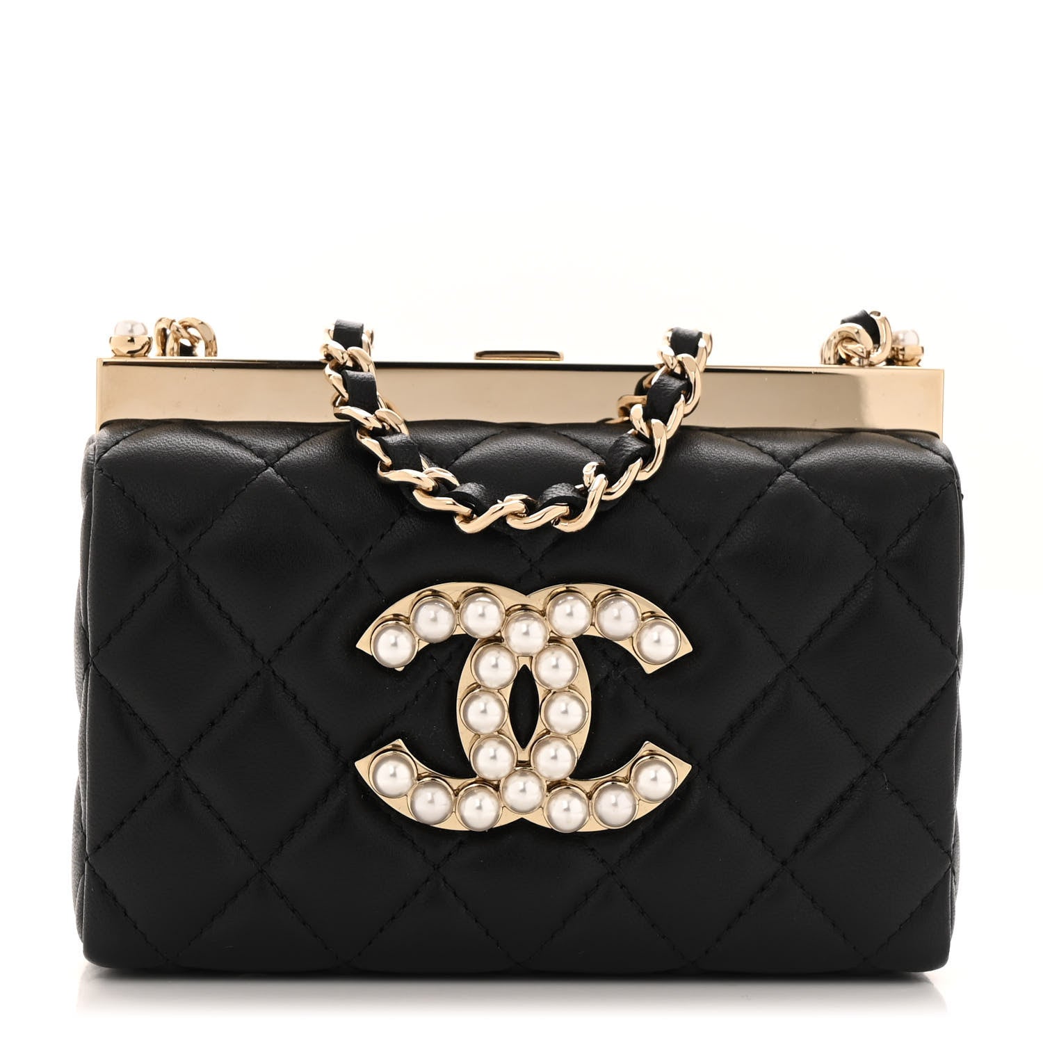 CHANEL キルティングバッグ ケース付き Chanel Lambskin Quilted Pearl CC Vanity Case Black 1724916