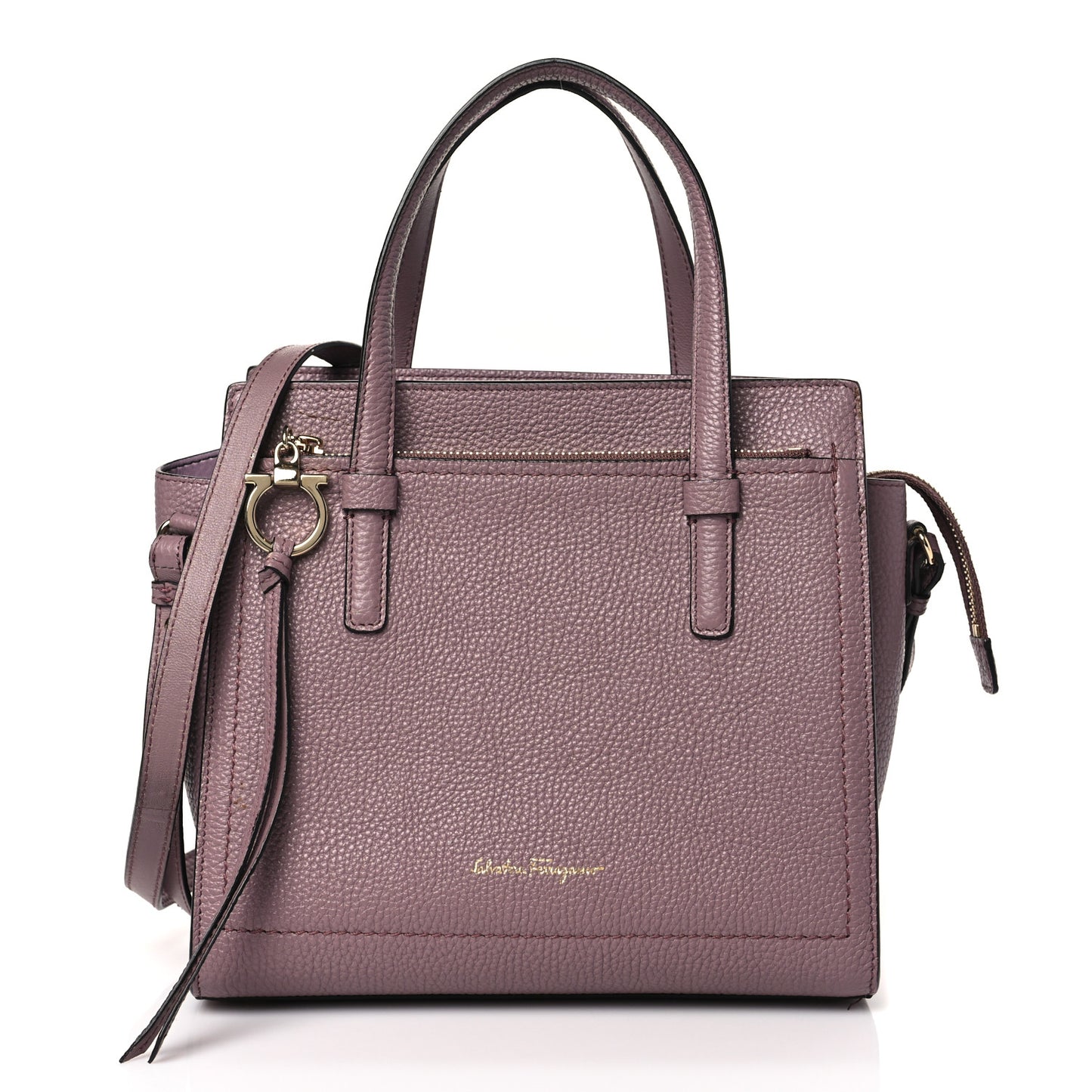 Grained Calfskin Double Handle Small Amy Tote Beige Pink