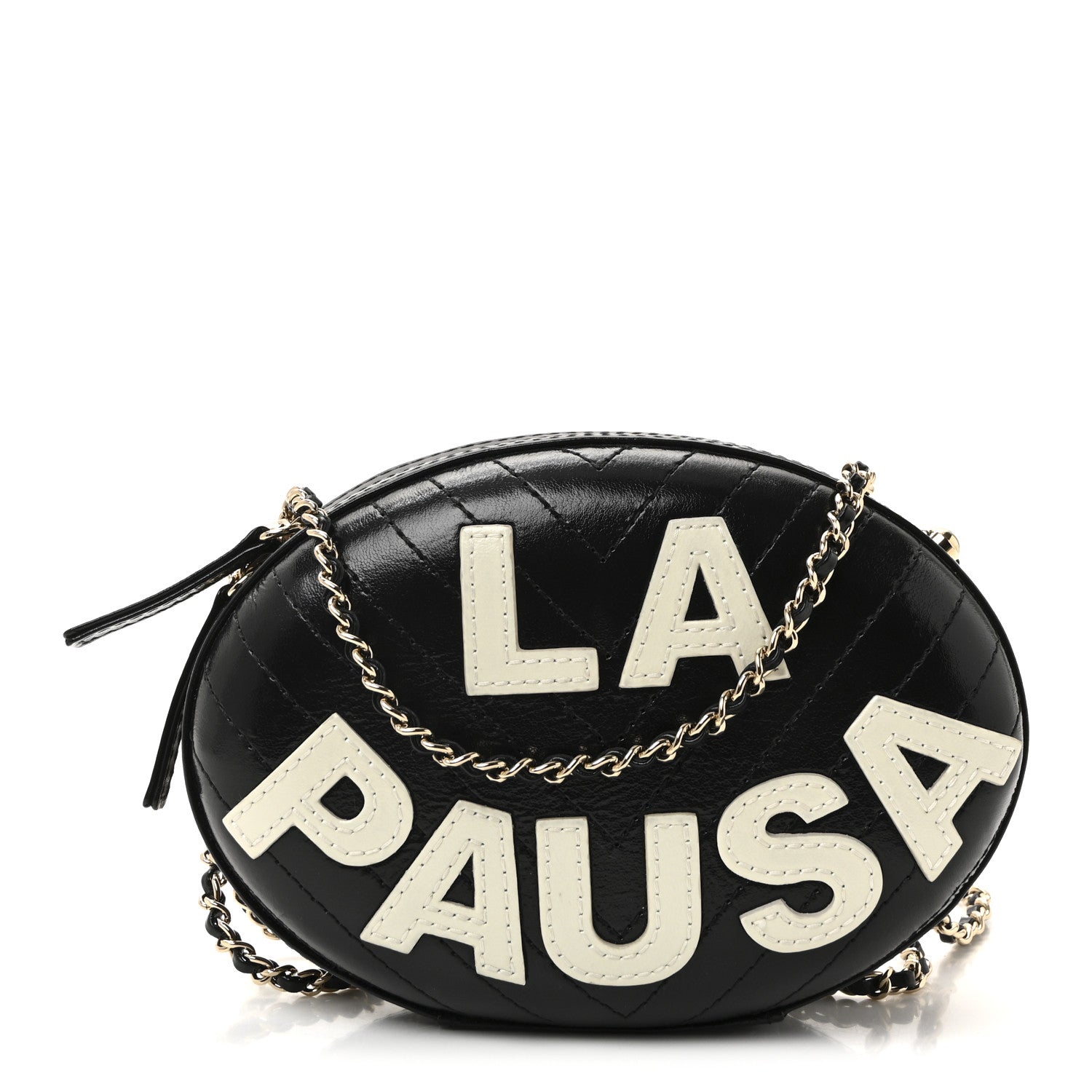 Chanel Lambskin Embroidered Chevron Quilted La Pausa Tassel Clutch