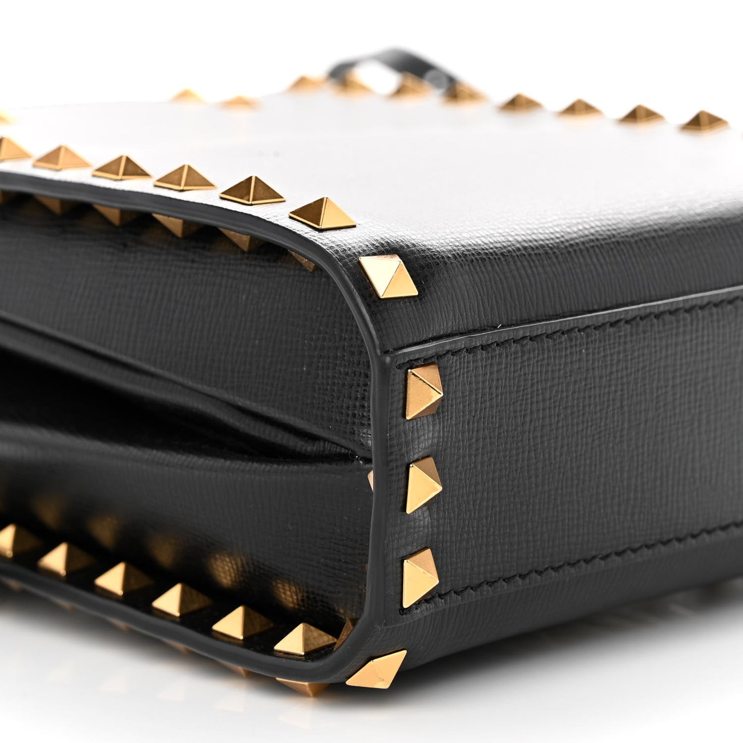Grainy Calfskin Mini Rockstud Alcove Tote Black