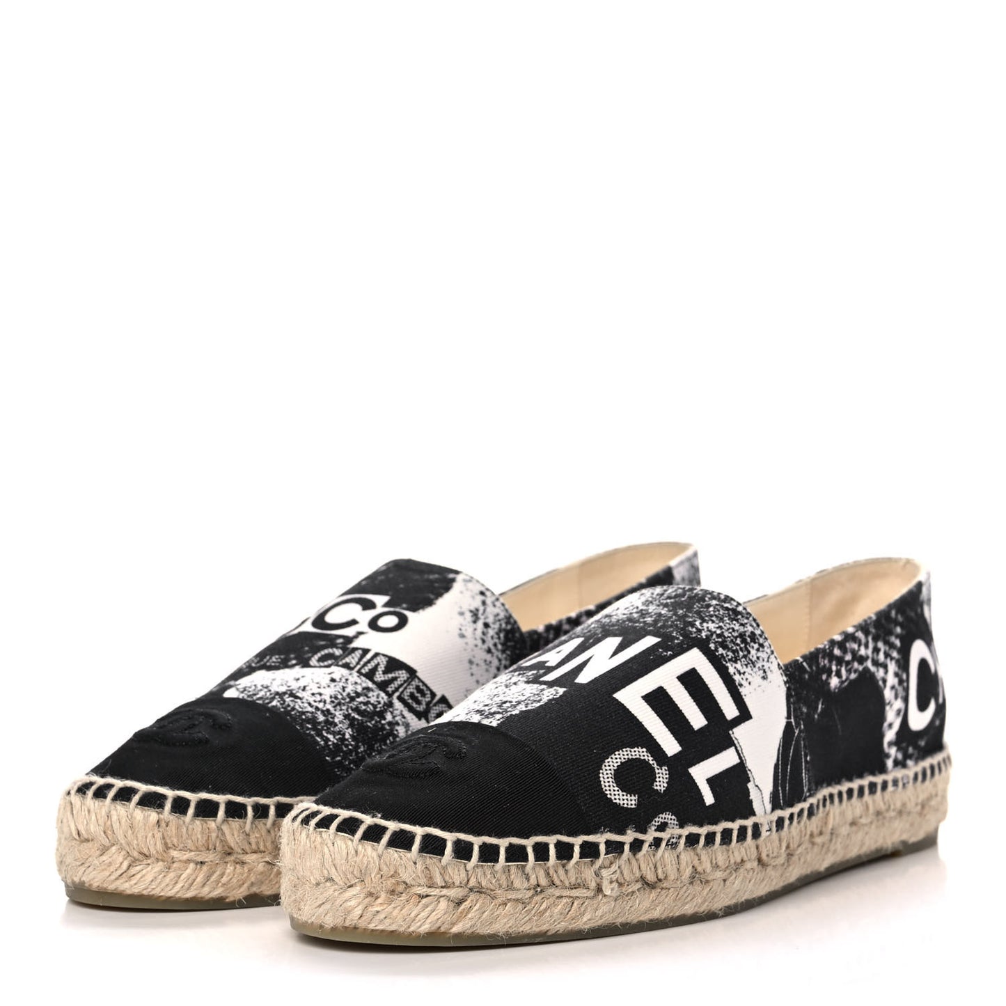 Printed Canvas Grosgrain 31 Rue Cambon Espadrilles 40 Black White