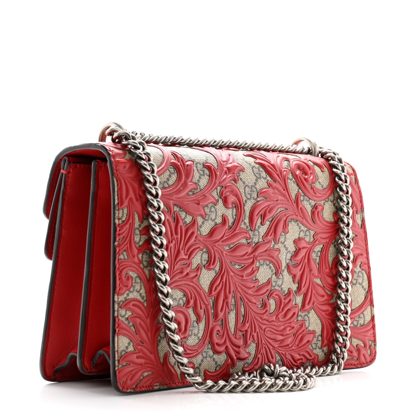 GG Supreme Monogram Arabesque Small Dionysus Shoulder Bag Hibiscus Red