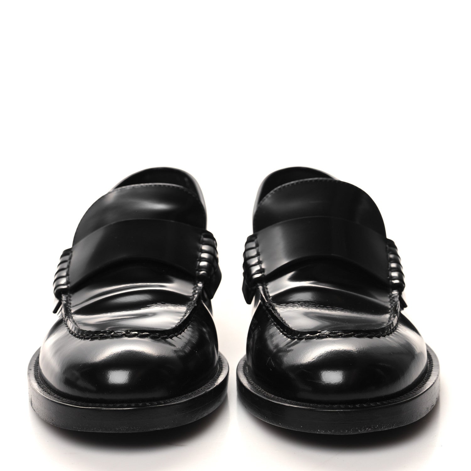 Chanel Shiny Calfskin Logo Loafers 38 Black 2 of 10