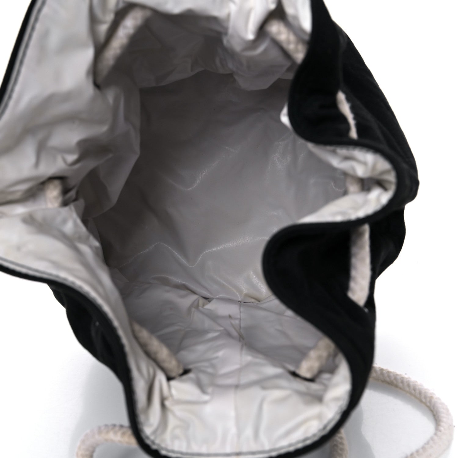 Chanel Canvas Drawstring Backpack Black White 5 of 17