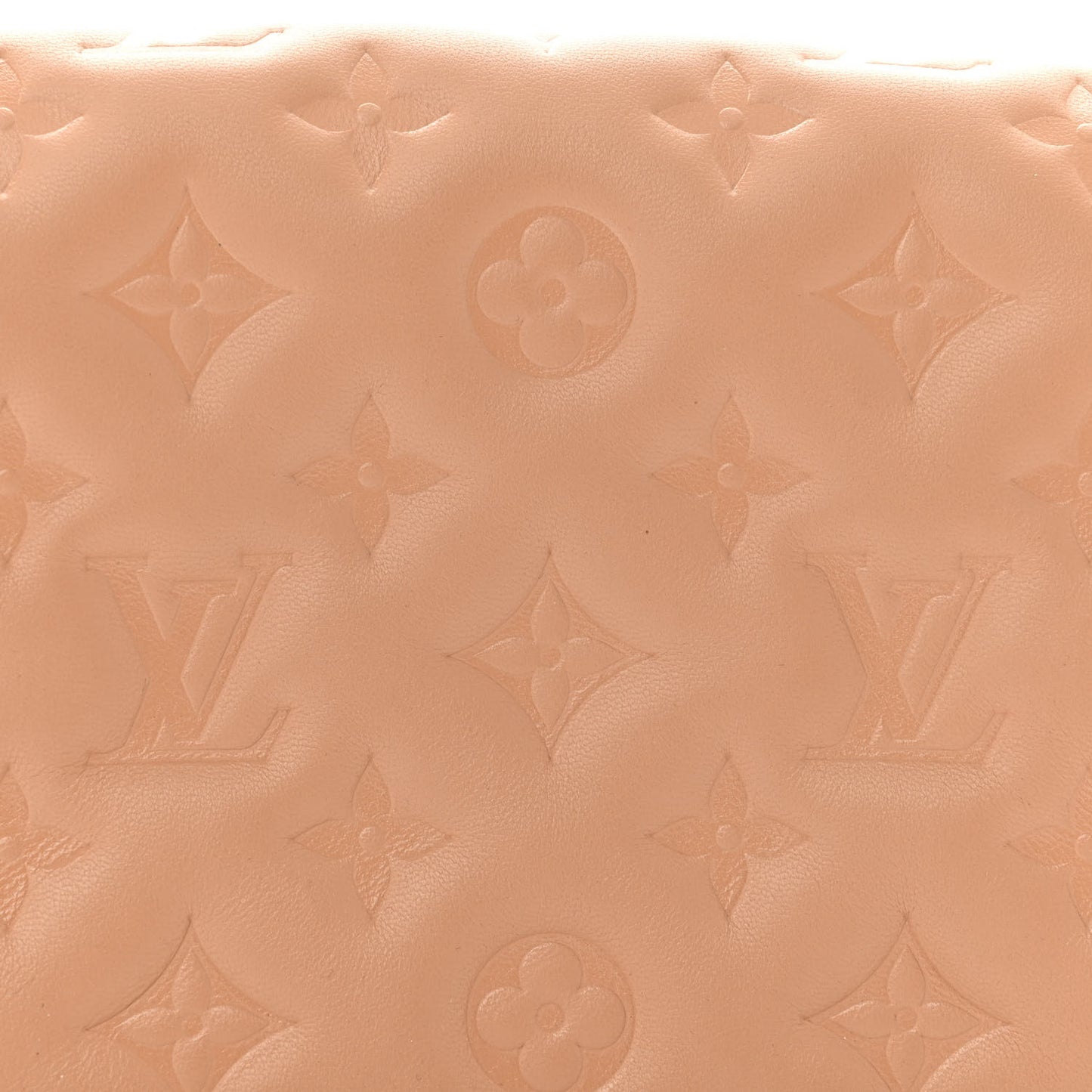 Lambskin Embossed Monogram Pochette Coussin Camel