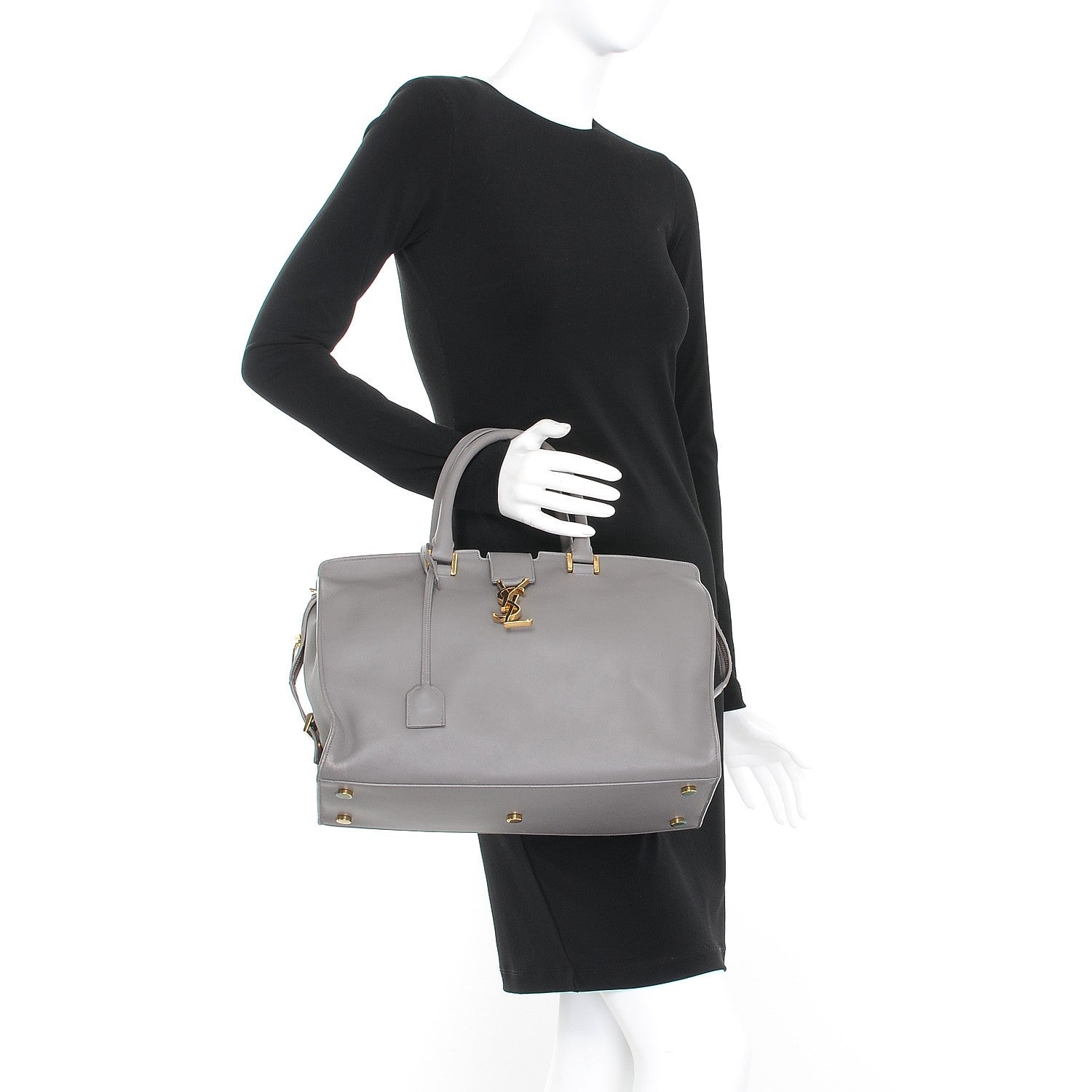 Saint Laurent Smooth Calfskin Medium Cabas Monogram Fog 2 of 14