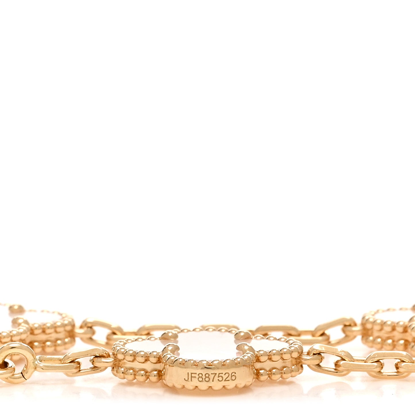 18K Yellow Gold Mother of Pearl 5 Motifs Vintage Alhambra Bracelet